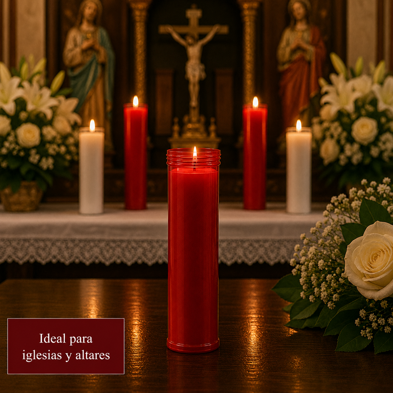 Home Universal® Velón Votivo para Iglesia y Altar, Rojo o Transparente, Varios Tamaños, Larga Duración, Ideal para Oración, Capillas, Iglesias y Velatorios (Velón Iluminación Rojo (6 Uds))