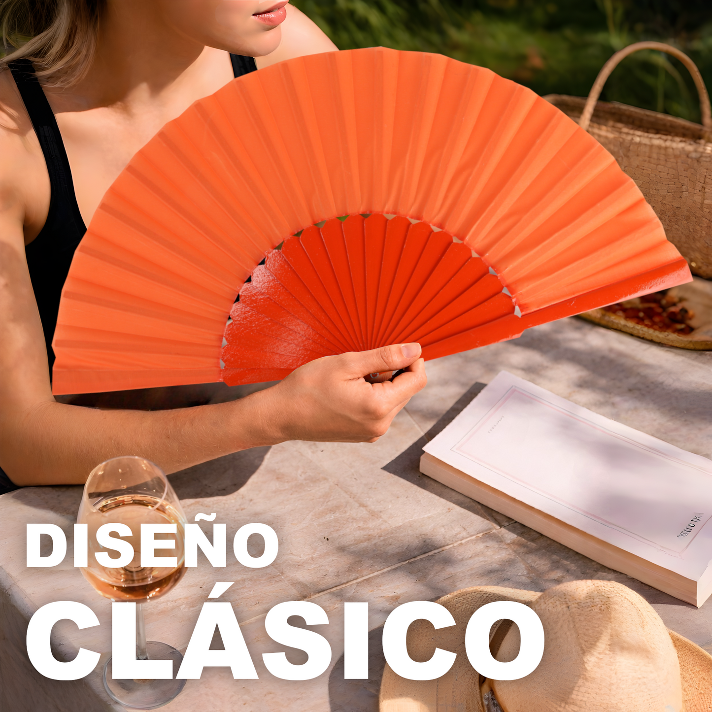 Home Universal® Abanico de madera con argollas para colgar, plegable, ligero y resistente, ideal para bodas, eventos y verano, diseño clásico y portátil perfecto para regalo y uso diario - Naranja (30CM)