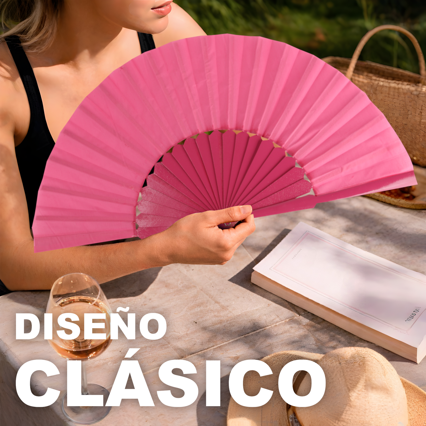 Home Universal® Abanico de madera con argollas para colgar, plegable, ligero y resistente, ideal para bodas, eventos y verano, diseño clásico y portátil perfecto para regalo y uso diario - Rosa (30CM)