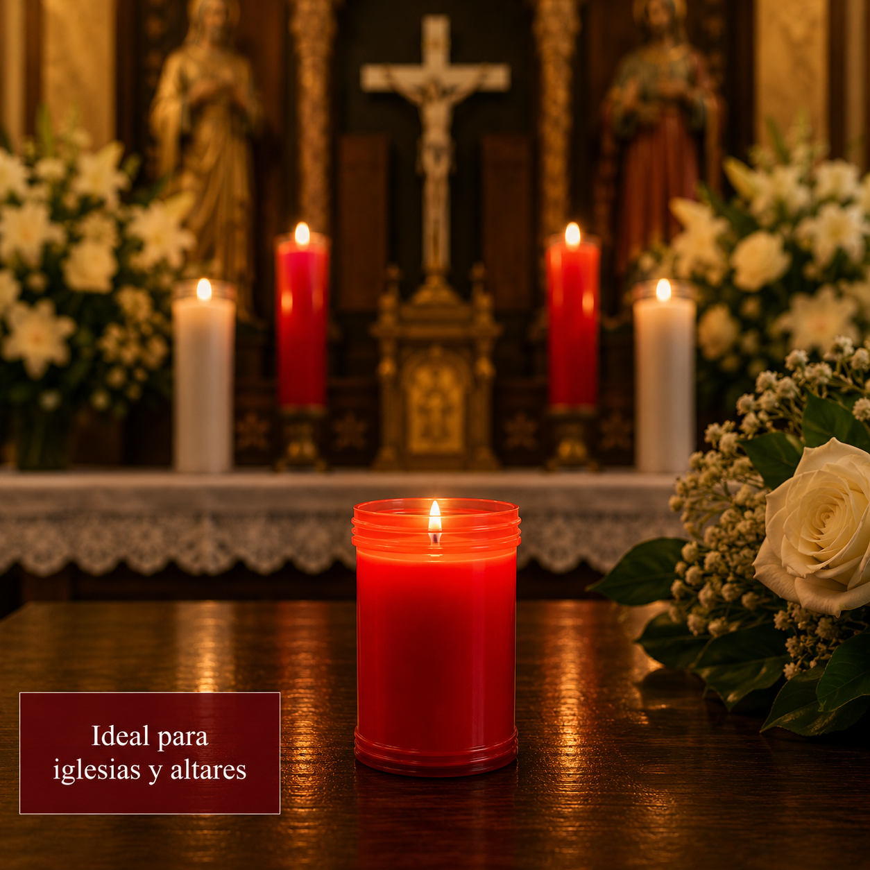Home Universal® Velón Votivo para Iglesia y Altar, Rojo o Transparente, Varios Tamaños, Larga Duración, Ideal para Oración, Capillas, Iglesias y Velatorios (Velón Mediano Rojo (12 Uds))