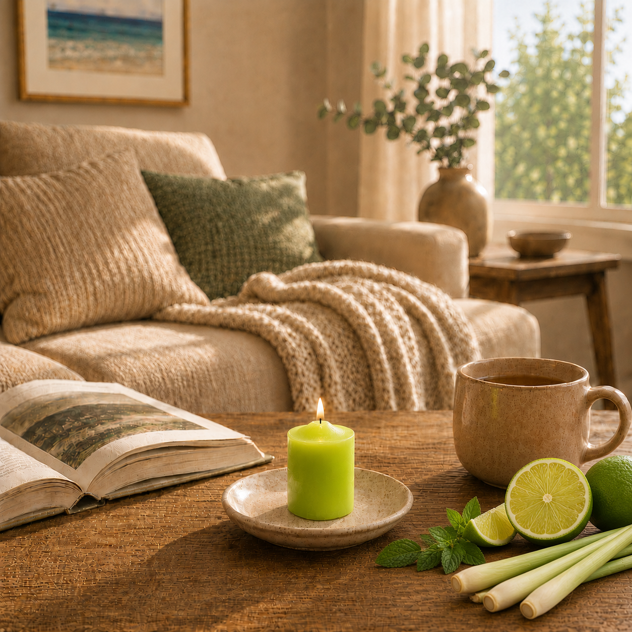 Home Universal® 6 Velas Aromáticas Perfumadas, 9 Aromas Disponibles, 2 Tamaños Disponibles, Velas Decorativas para Hogar, Relax, Spa y Aromaterapia (VERDE LIMA Ø57 × 70 mm)