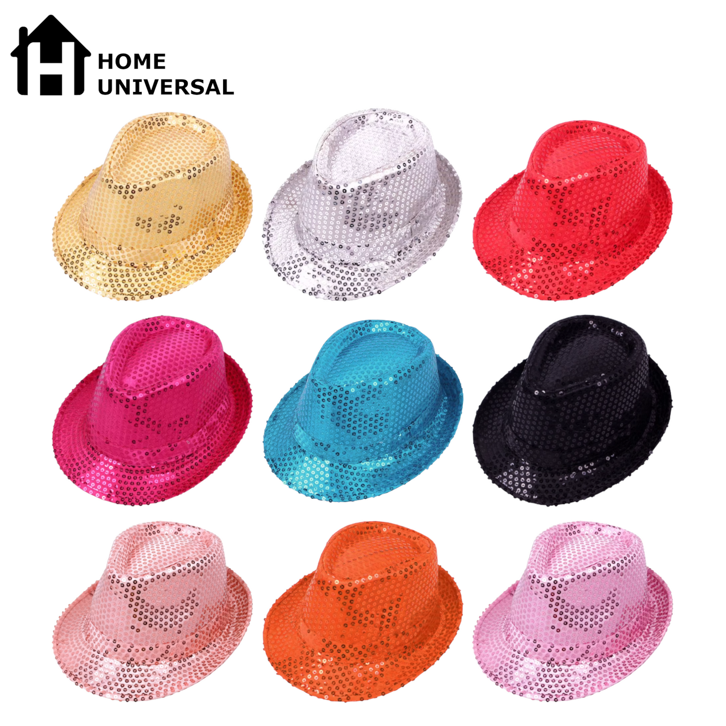 Home Universal® Accesorios de Fiesta – Sombrerode Purpurina y Lentejuelas para Hombres y Mujeres | Complementos de Disfraz Elegantes y Divertidos (2 Unidades)
