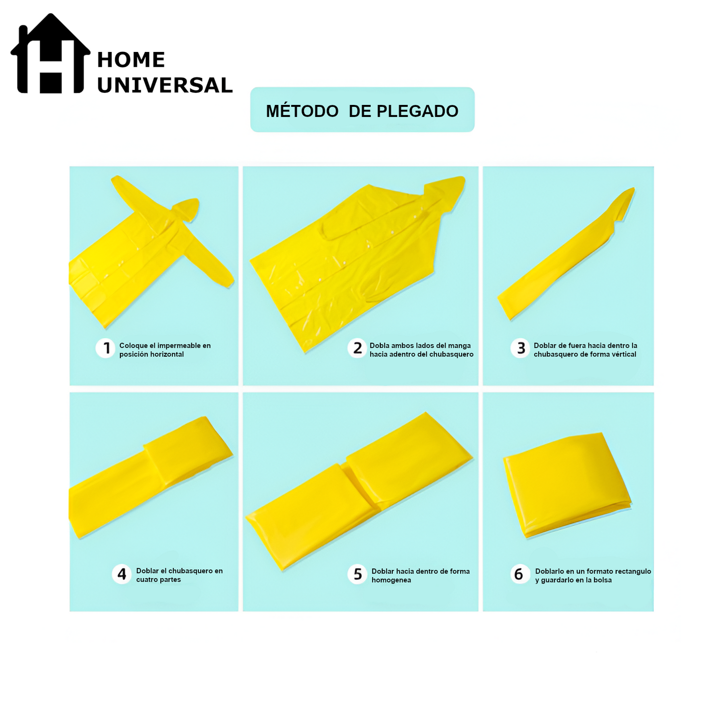 Home Universal® Chubasquero Impermeable Unisex - Material Ligero, con Capucha Ajustable, Plegable, Reutilizable (2 Unidades, Amarillo y Azul - Adulto (145X70CM))