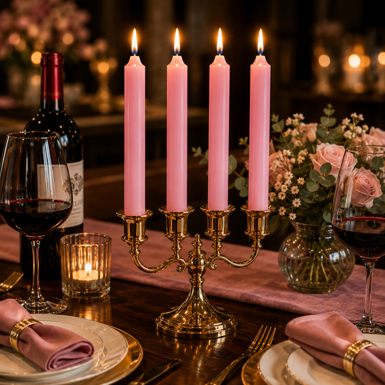 Home Universal® Pack de 16 Velas Cilíndricas Rosa Pastel 175x20 mm, Velas para Candelabros, Decoración de Mesa, Bodas, Comuniones y Eventos
