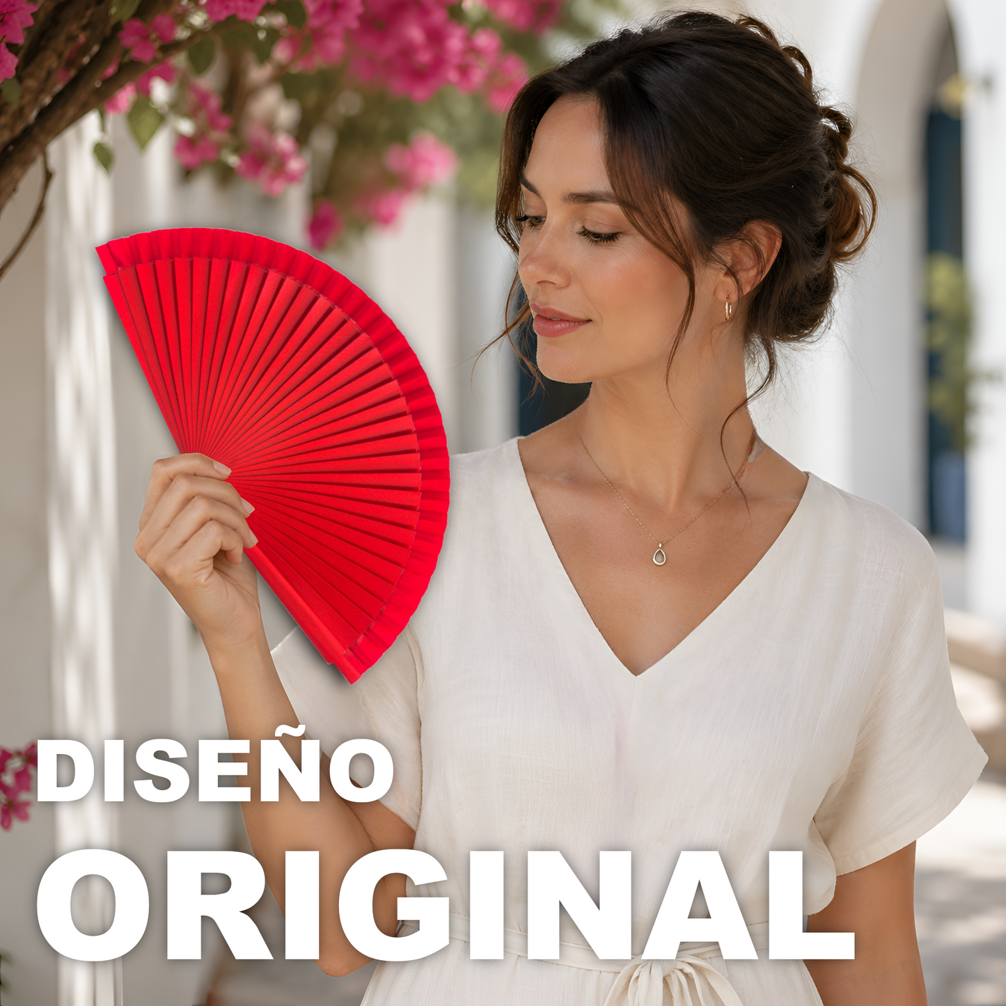 Home Universal® Pack de 12 Abanicos de Madera Lacados, Disponibles en Varios Colores y Tamaños, Abanico Flamenco Español para Bodas, Ferias, Fiestas, Comuniones y Eventos (Rojo)