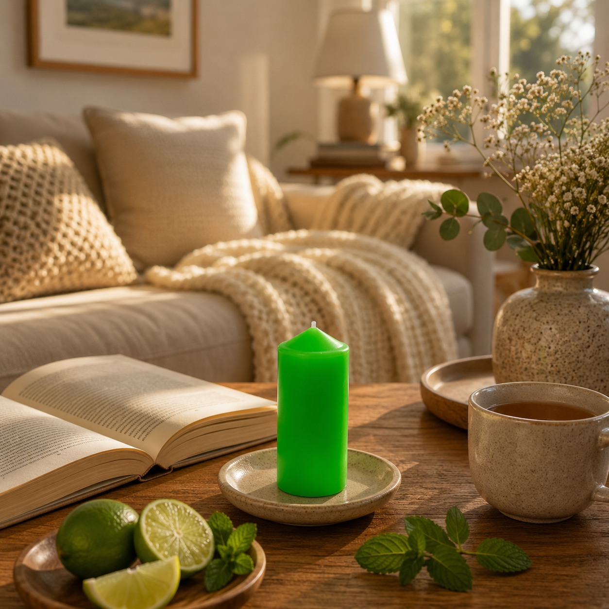 Home Universal® 6 Velas Aromáticas Perfumadas, 9 Aromas Disponibles, 2 Tamaños Disponibles, Velas Decorativas para Hogar, Relax, Spa y Aromaterapia (VERDE SANDIA Ø47 × 110 mm)