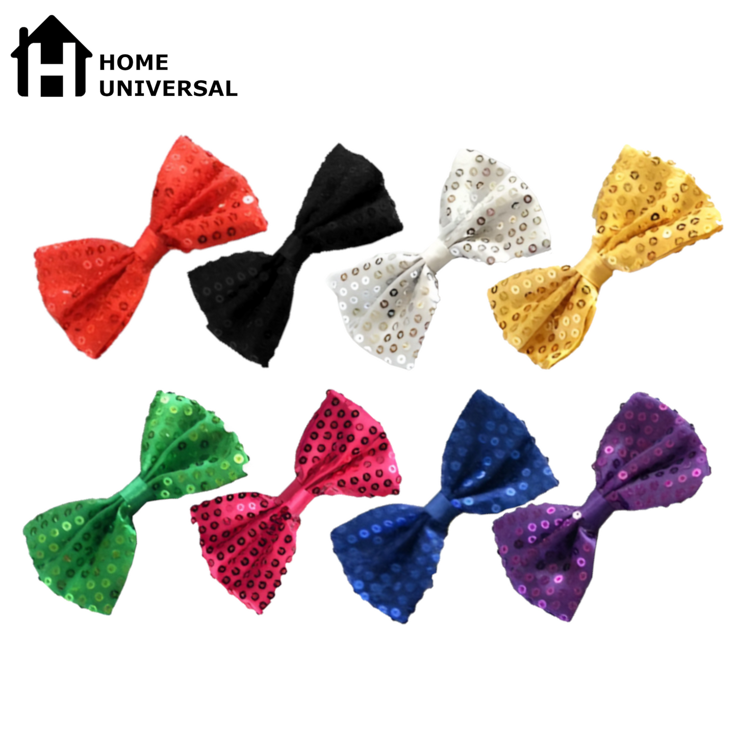 Home Universal® Accesorios de Fiesta – Pajarita de Purpurina y Lentejuelas para Hombres y Mujeres | Complementos de Disfraz Elegantes y Divertidos (3 Unidades)
