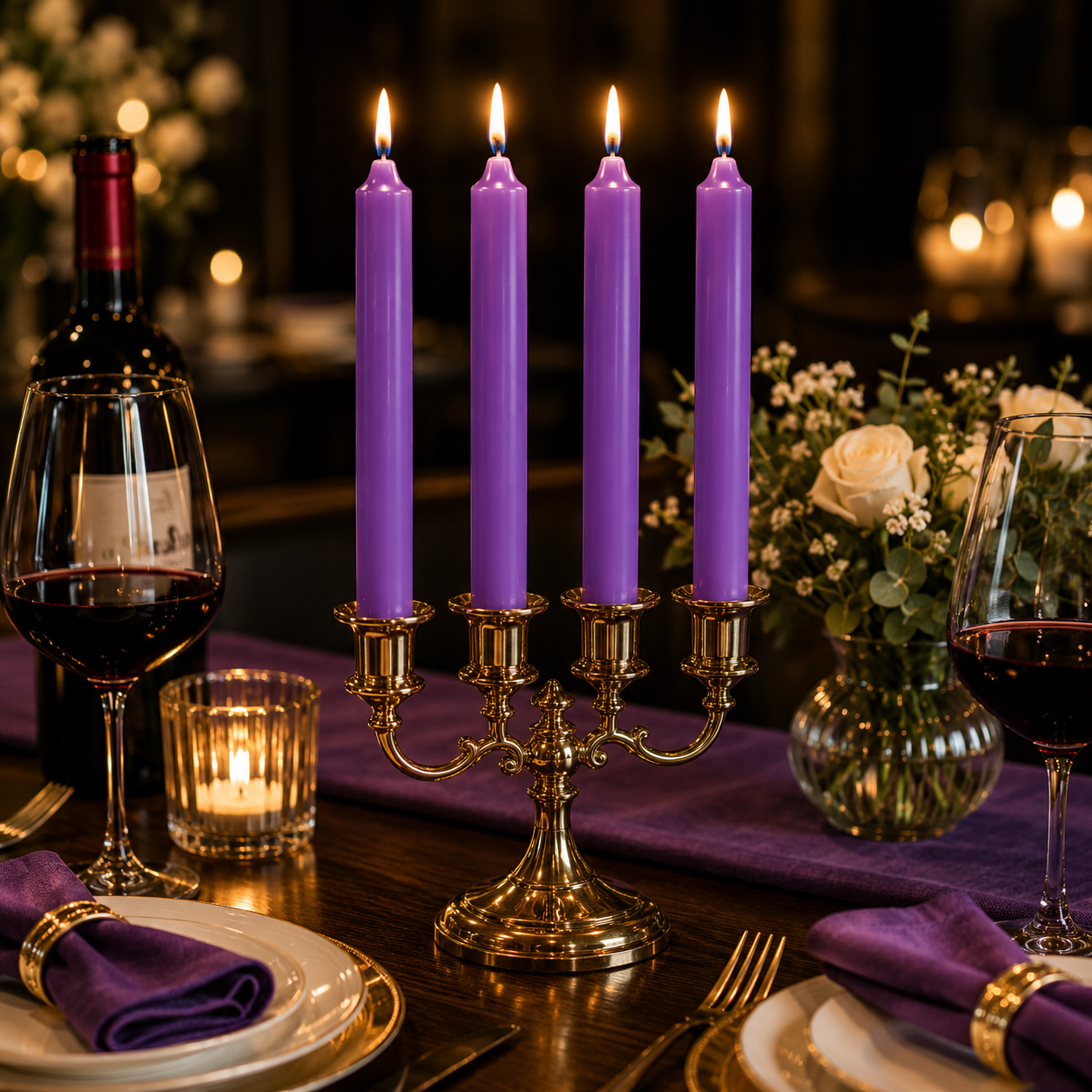 Home Universal® Pack de 16 Velas Cilíndricas Morado Lavanda 175x20 mm, Velas para Candelabros, Decoración de Mesa, Bodas, Comuniones y Eventos