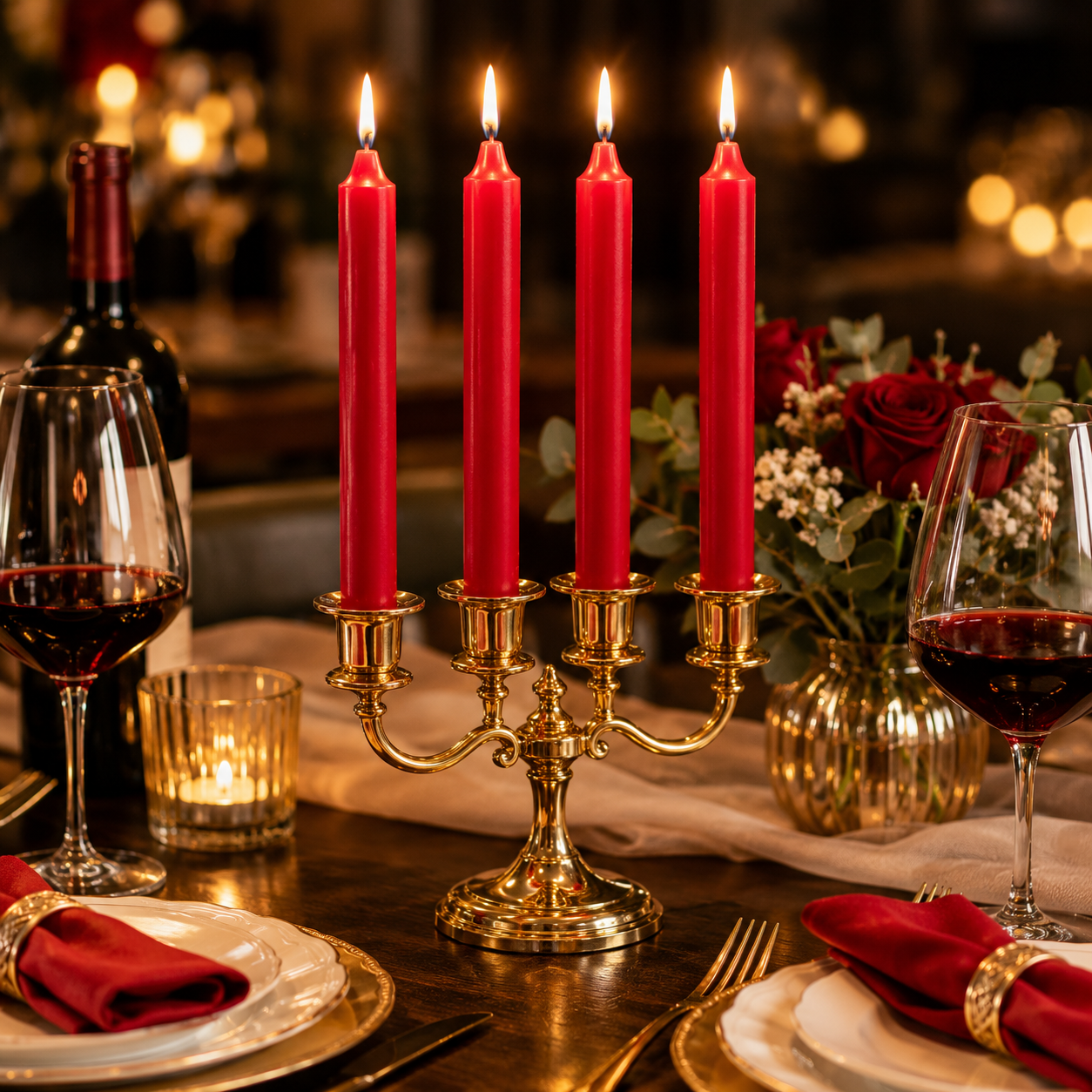 Home Universal® Pack de 16 Velas Cilíndricas Rojo Clásico 175x20 mm, Velas para Candelabros, Decoración de Mesa, Bodas, Comuniones y Eventos
