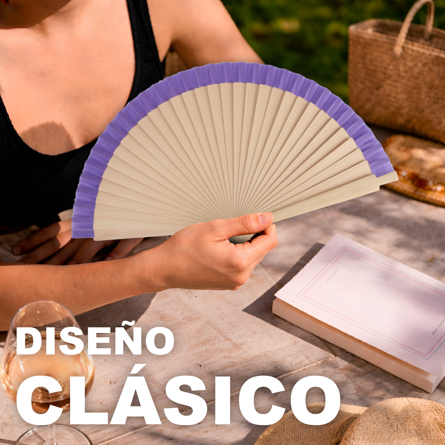 Home Universal® Pack de 1/2 Abanicos de Madera Lacados, Disponibles en Varios Colores y Tamaños, Abanico Flamenco Español para Bodas, Ferias, Fiestas, Comuniones y Eventos (19 cm, Madera y Morado)