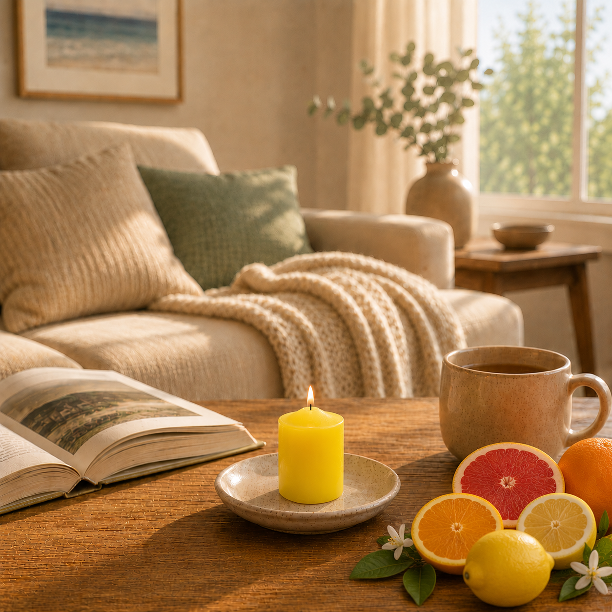 Home Universal® 6 Velas Aromáticas Perfumadas, 9 Aromas Disponibles, 2 Tamaños Disponibles, Velas Decorativas para Hogar, Relax, Spa y Aromaterapia (AMARILLO CITRICO Ø57 × 70 mm)