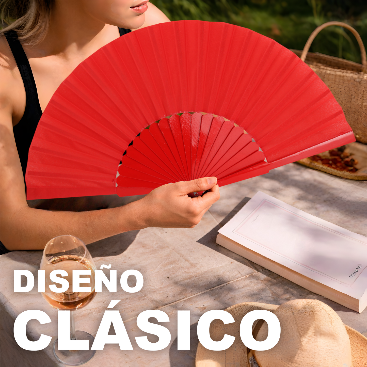 Home Universal® Abanico de madera con argollas para colgar, plegable, ligero y resistente, ideal para bodas, eventos y verano, diseño clásico y portátil perfecto para regalo y uso diario - Rojo (30CM)