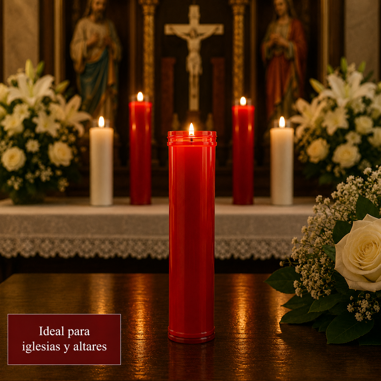 Home Universal® Velón Votivo para Iglesia y Altar, Rojo o Transparente, Varios Tamaños, Larga Duración, Ideal para Oración, Capillas, Iglesias y Velatorios (Velón Extra Rojo (6 Uds))