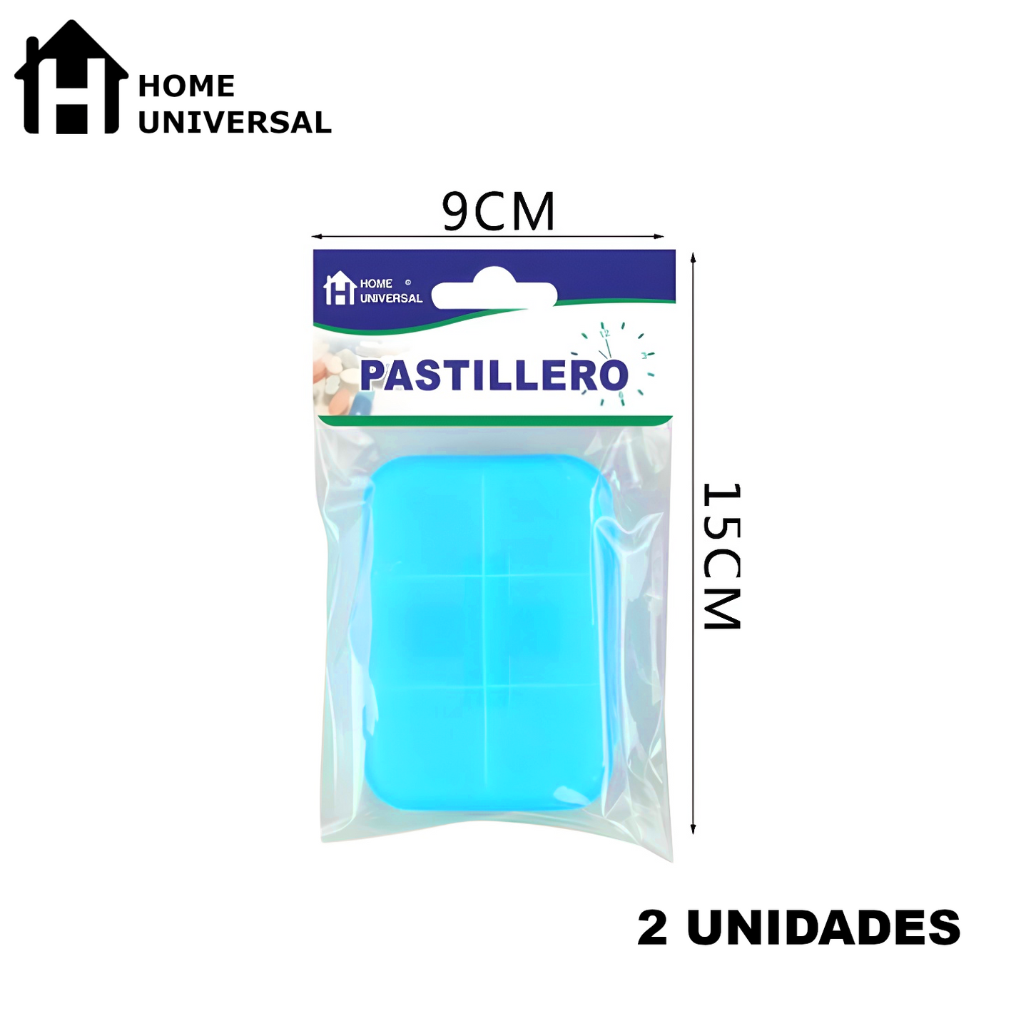 Home Universal® Pastillero portátil y semanal con 6, 7 o 28 compartimentos | Caja organizadora de pastillas con cortador integrado – Diferentes colores y formatos (Pastillero portátil 6 compartimentos - Azul)