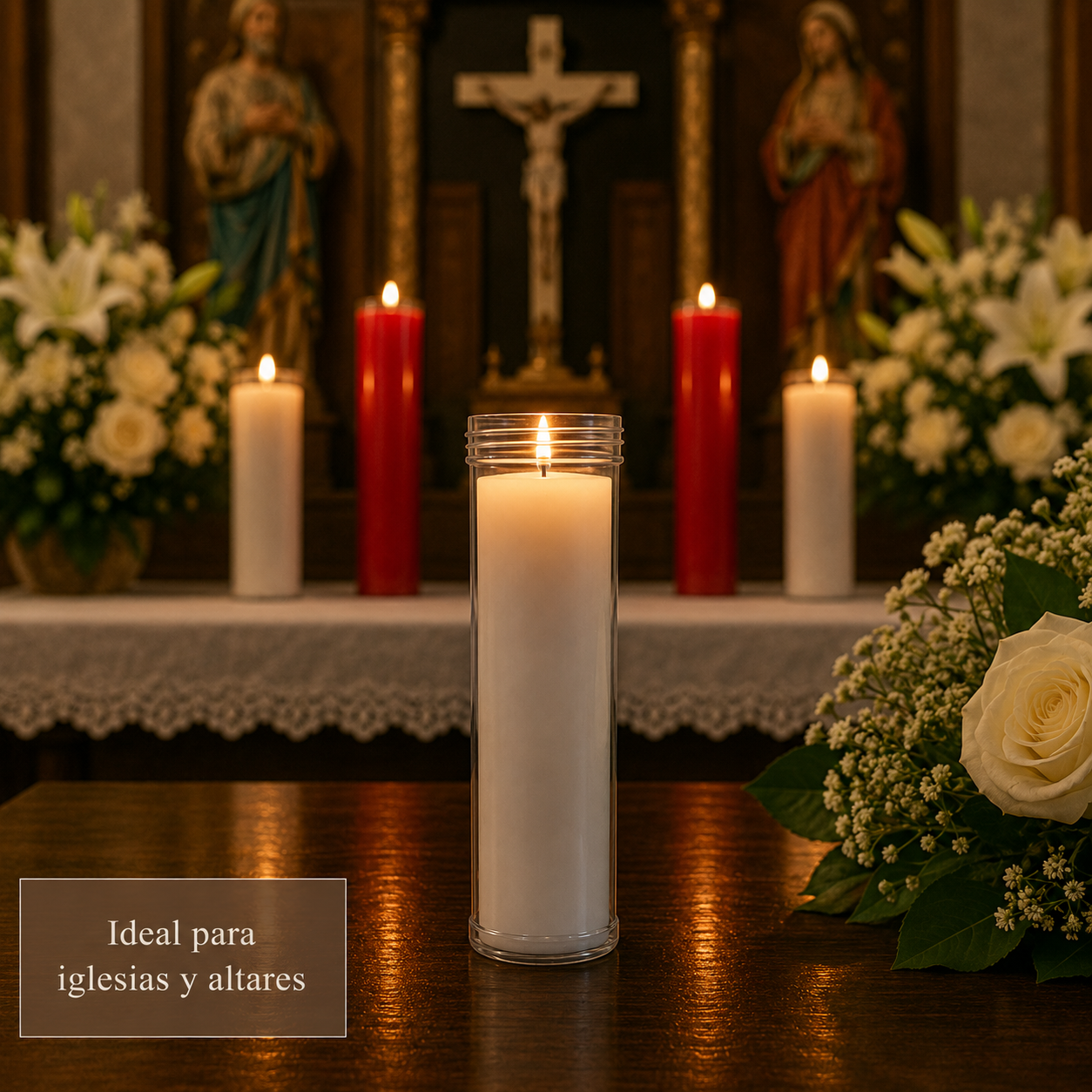 Home Universal® Velón Votivo para Iglesia y Altar, Rojo o Transparente, Varios Tamaños, Larga Duración, Ideal para Oración, Capillas, Iglesias y Velatorios (Velón Iluminación Transparente (6 Uds))