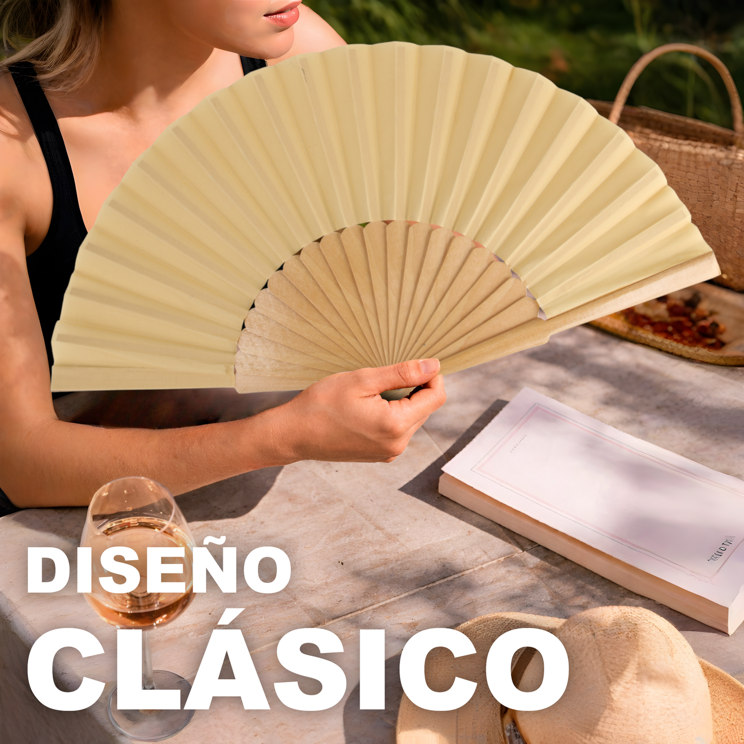 Home Universal® Abanico de madera con argollas para colgar, plegable, ligero y resistente, ideal para bodas, eventos y verano, diseño clásico y portátil perfecto para regalo y uso diario - Madera (30CM)