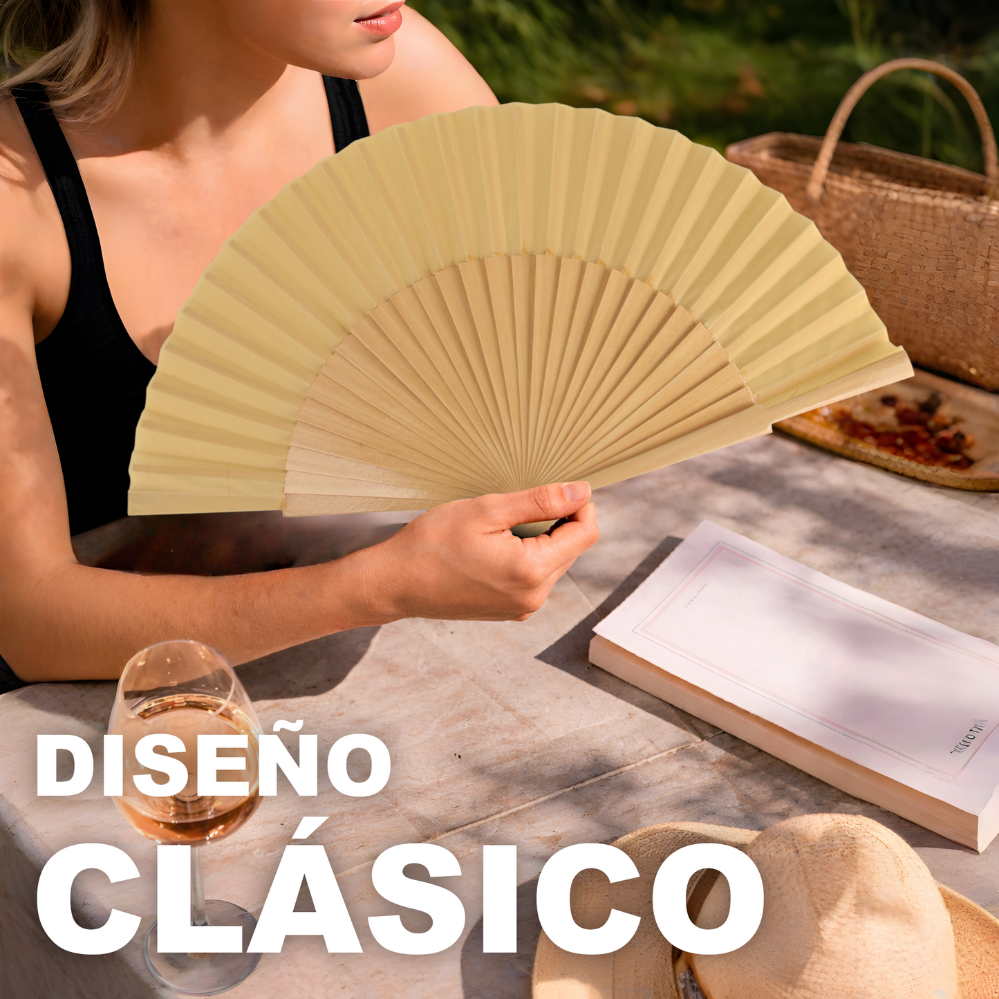 Home Universal® Abanico de madera con argollas para colgar, plegable, ligero y resistente, ideal para bodas, eventos y verano, diseño clásico y portátil perfecto para regalo y uso diario - Madera (27CM)