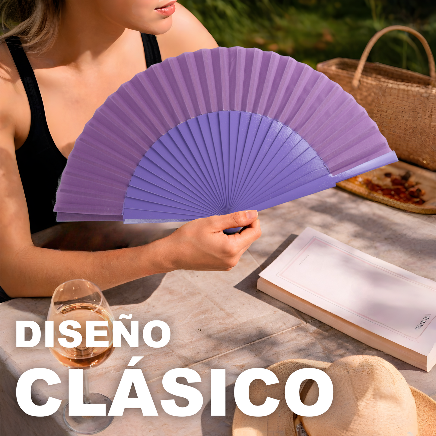 Home Universal® Abanico de madera con argollas para colgar, plegable, ligero y resistente, ideal para bodas, eventos y verano, diseño clásico y portátil perfecto para regalo y uso diario - Morado (27CM)