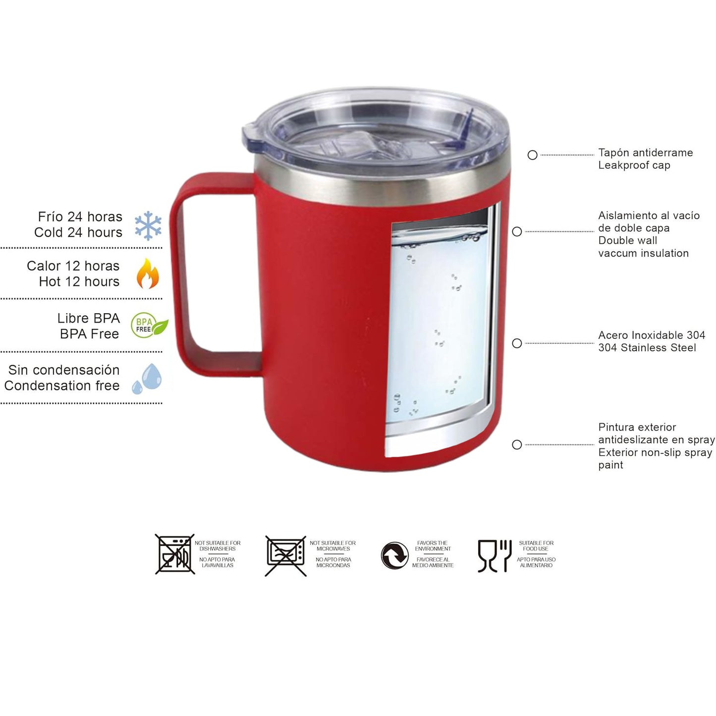 Home Universal® Taza Térmica 400 ml de Acero Inoxidable con Tapa – Vaso Termo Reutilizable para Café y Té, Mantiene Bebidas Calientes y Frías (Morado)