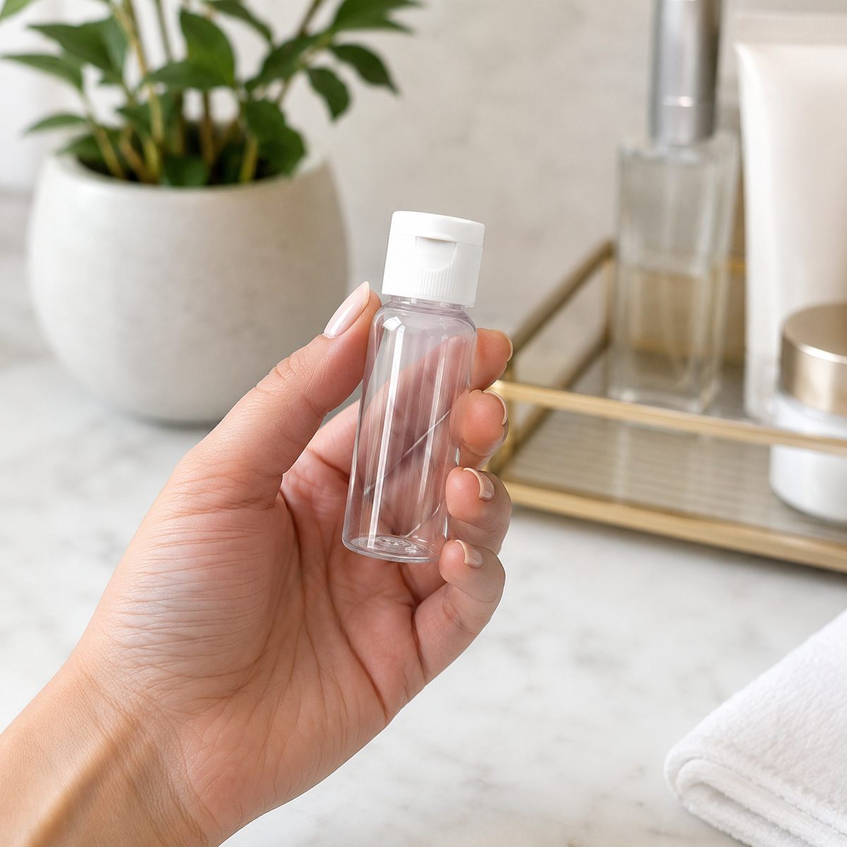 Home Universal® Botellas Vacías de Plástico con Pulverizador y Tapa Flip-Top, Reutilizables para Viaje, Cosméticos, Champú, Gel, Loción y Líquidos (50ml, Botella Tapa Flip-Top (36 Uds))