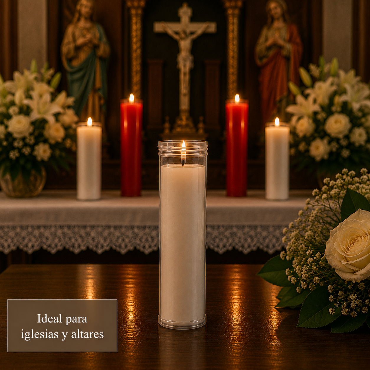 Home Universal® Velón Votivo para Iglesia y Altar, Rojo o Transparente, Varios Tamaños, Larga Duración, Ideal para Oración, Capillas, Iglesias y Velatorios (Velón Extra Transparente (6 Uds))