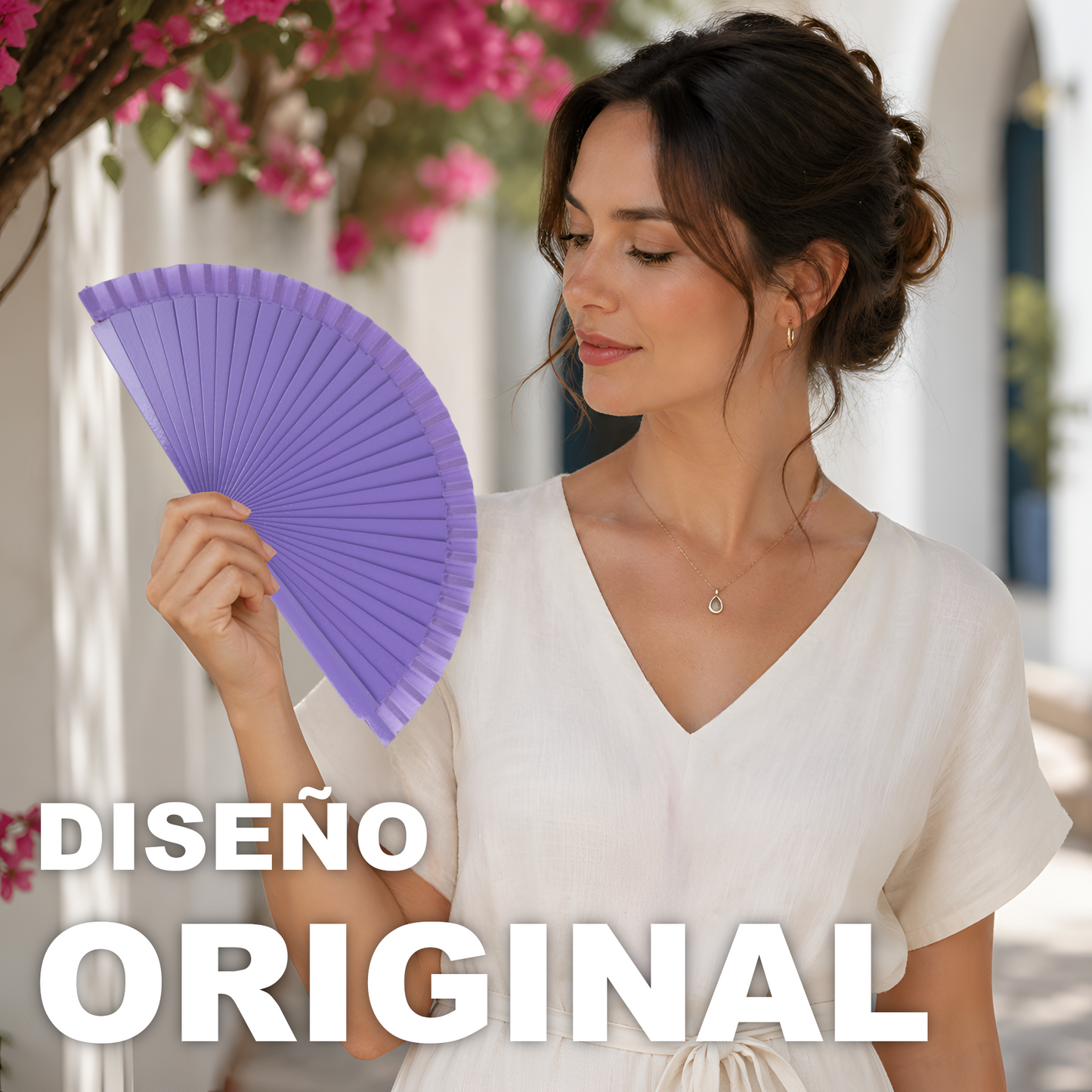 Home Universal® Pack de 1/2 Abanicos de Madera Lacados, Disponibles en Varios Colores y Tamaños, Abanico Flamenco Español para Bodas, Ferias, Fiestas, Comuniones y Eventos (19 cm, Morado)