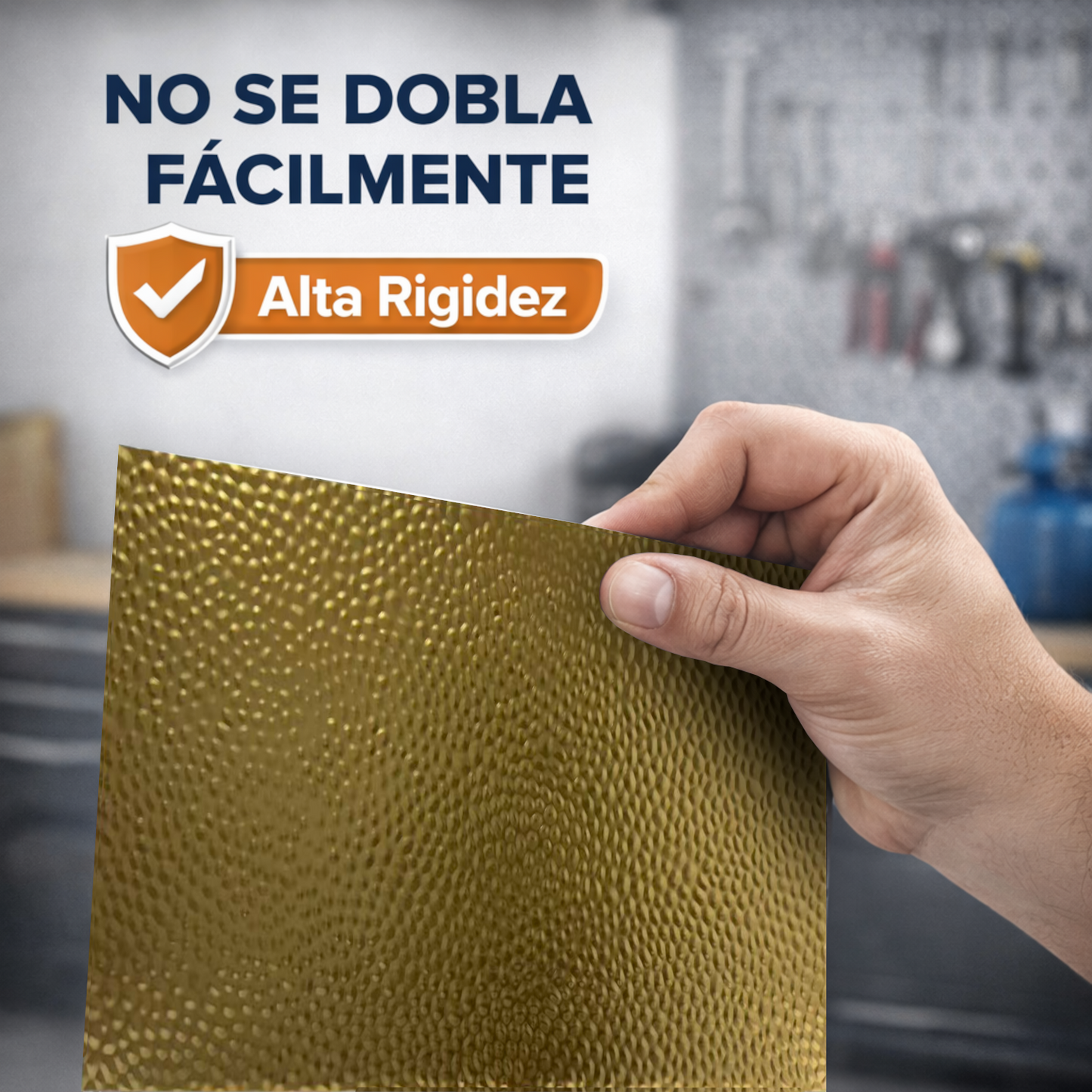 ome Universal® Chapa de Aluminio Estriada, Lisa, Malla y Perforada (Cuadrada, Ovalada, Redonda), Rugosa – Lámina Metálica Resistente Anticorrosión para Bricolaje e Industria Superficie (Rugosidad) - Dorado (25X50CM - 0.8MM)