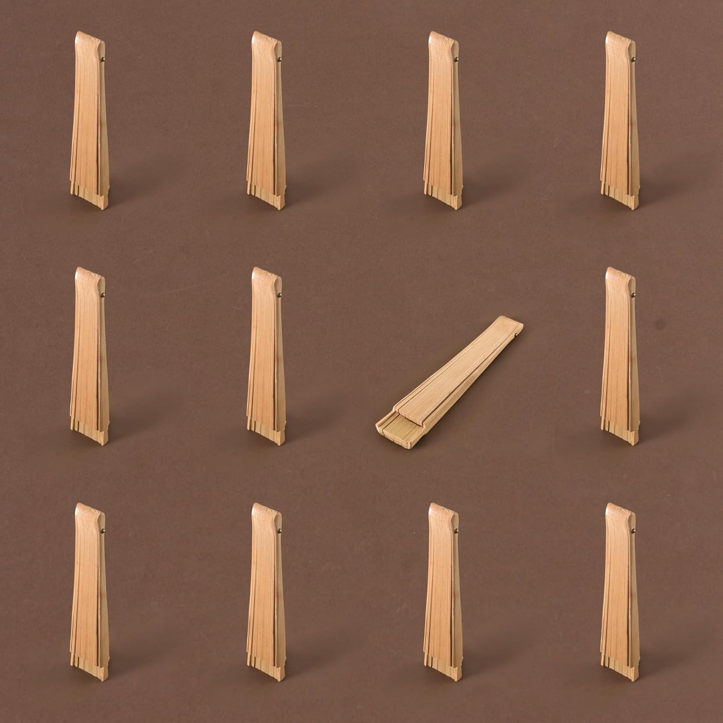 Home Universal ® Abanico Madera Español con Tela Lisa 23cm, Detalles para los Invitados, Regalos de Boda, Fiestas, Comuniones y Otros Eventos (Madera Natural)