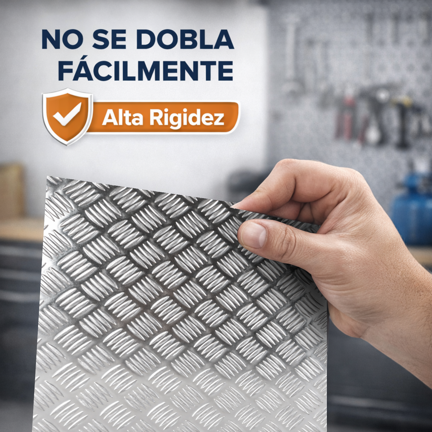ome Universal® Chapa de Aluminio Estriada, Lisa, Malla y Perforada (Cuadrada, Ovalada, Redonda), Rugosa – Lámina Metálica Resistente Anticorrosión para Bricolaje e Industria Superficie (Estriada) - Estriada (50X50CM - 1.5MM)