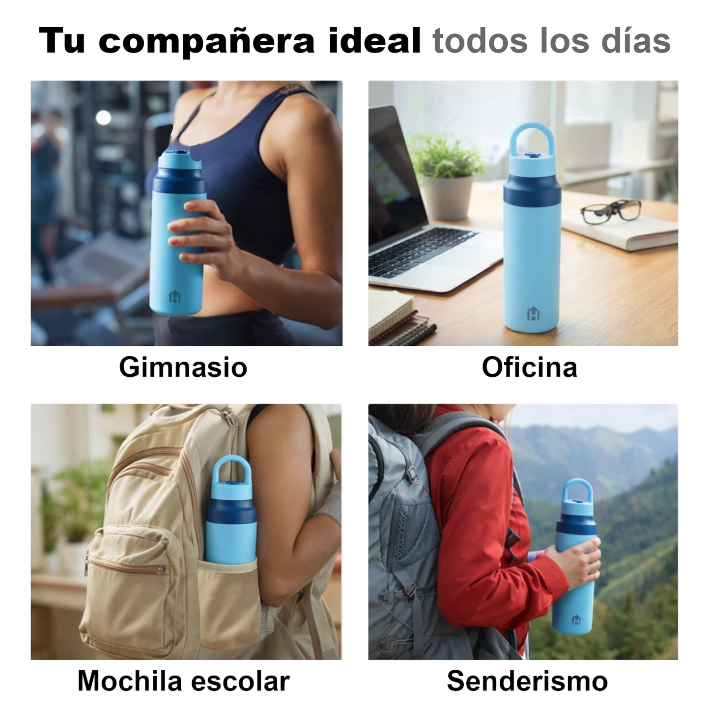 Home Universal® Botella Térmica 550ML de Apertura Rápida – Termo de Acero Inoxidable Antifugas para Café, Té y Bebidas Frías 24H/Calientes 12H (Azul Celeste)