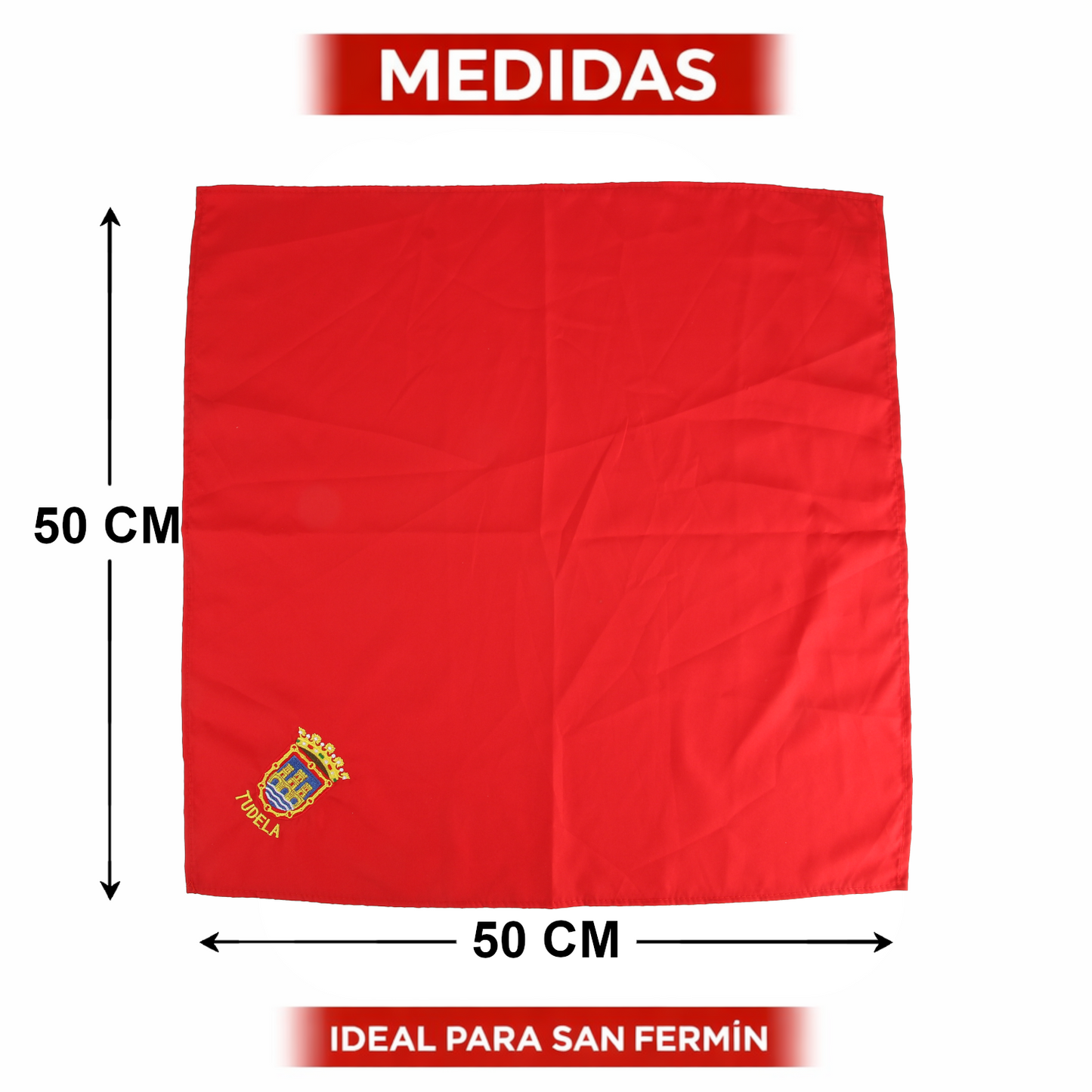 Home Universal® Pañuelo Rojo para Fiestas de Tudela Santa Ana – Tradicional, Cómodo y Resistente para Celebraciones y Eventos Populares (Pañuelo Rojo - Bordado de Escudo Tudela, Modelo 02)
