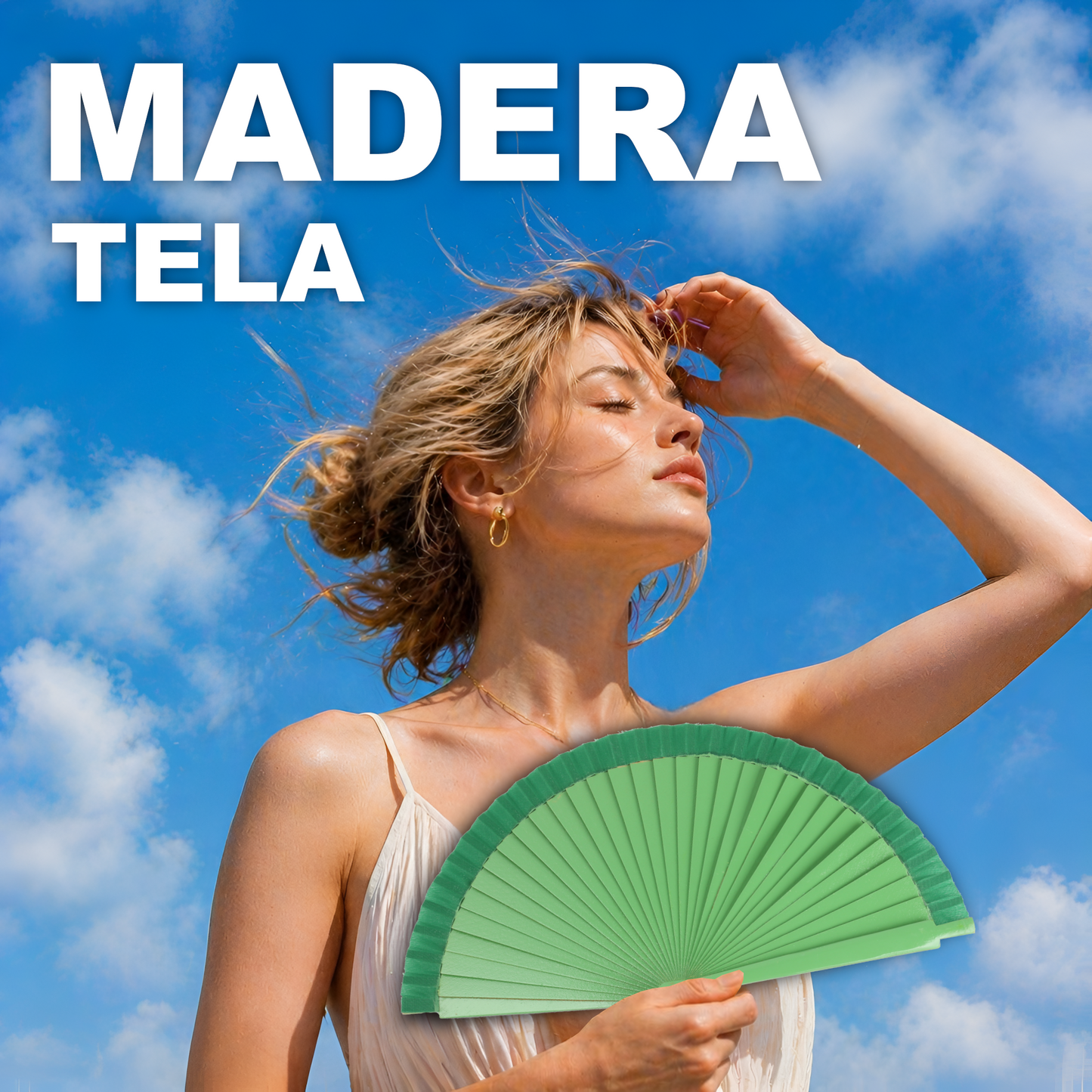 Home Universal® Pack de 1/2 Abanicos de Madera Lacados, Disponibles en Varios Colores y Tamaños, Abanico Flamenco Español para Bodas, Ferias, Fiestas, Comuniones y Eventos (23 cm, Verde Oscura)