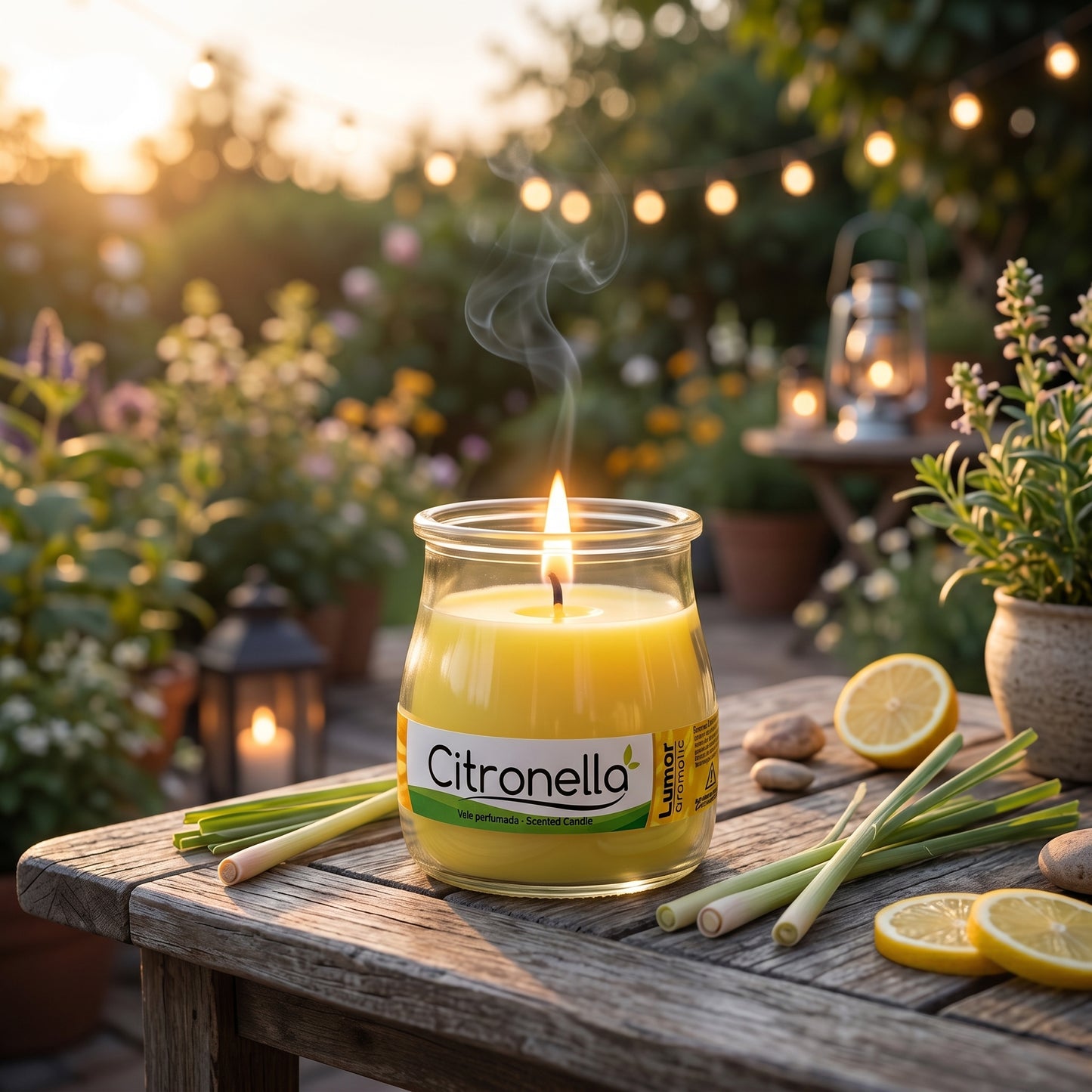 Lumar Citronela – Velas Antimosquitos para Exterior, Jardín, Terraza y Balcón | Protección Natural contra Mosquitos para Verano - Citronela Vaso Cristal (6 Unidades)
