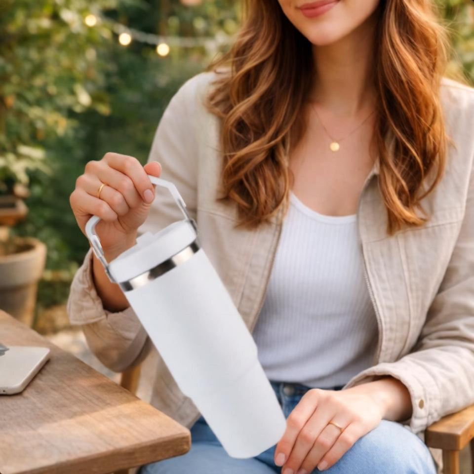 Home Universal ® Vaso térmico 890 ml | Botella de Agua Térmica 0,89L con Pajita | Acero Inoxidable sin BPA | Mantiene Frío 24h y Calor 12h | Termo Reutilizable Fácil de Llevar y Apto Lavavajillas (Negro)