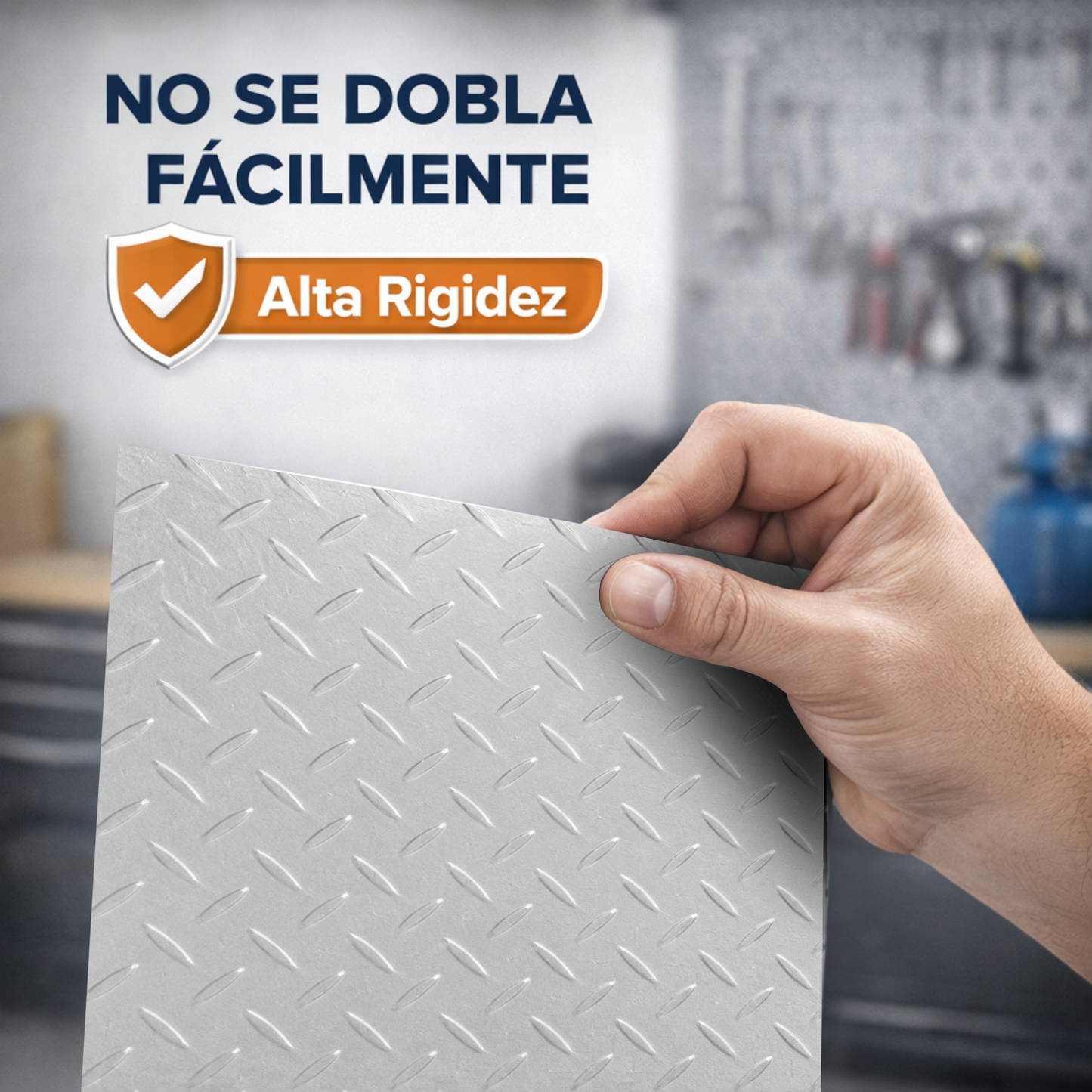 Home Universal® Chapa Acero inoxidable Superficie Liso, Estriada, Perforación Cuadrifolio – Lámina Metálica Resistente Anticorrosión para Bricolaje e Industria-Estriada  (50X50CM - 1MM)