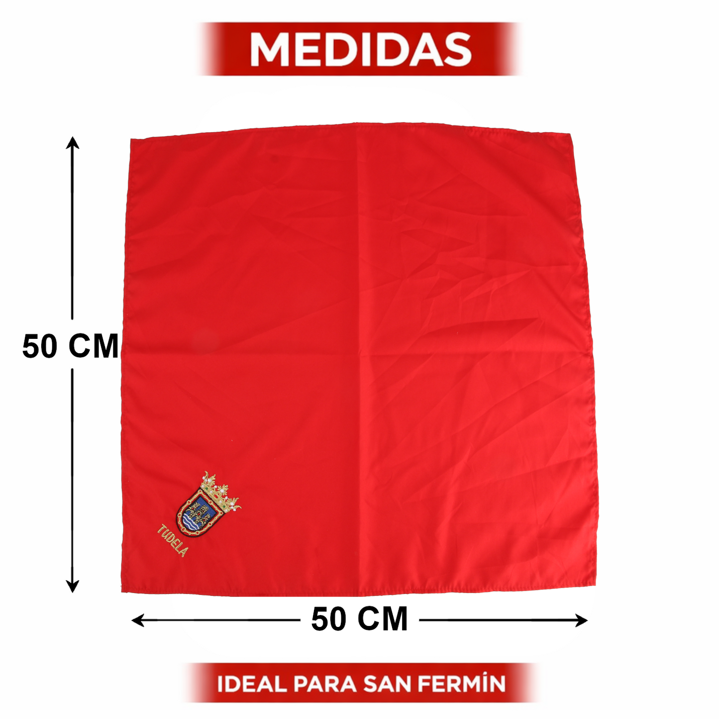 Home Universal® Pañuelo Rojo para Fiestas de Tudela Santa Ana – Tradicional, Cómodo y Resistente para Celebraciones y Eventos Populares (Pañuelo Rojo - Bordado de Escudo Tudela, Modelo 01)