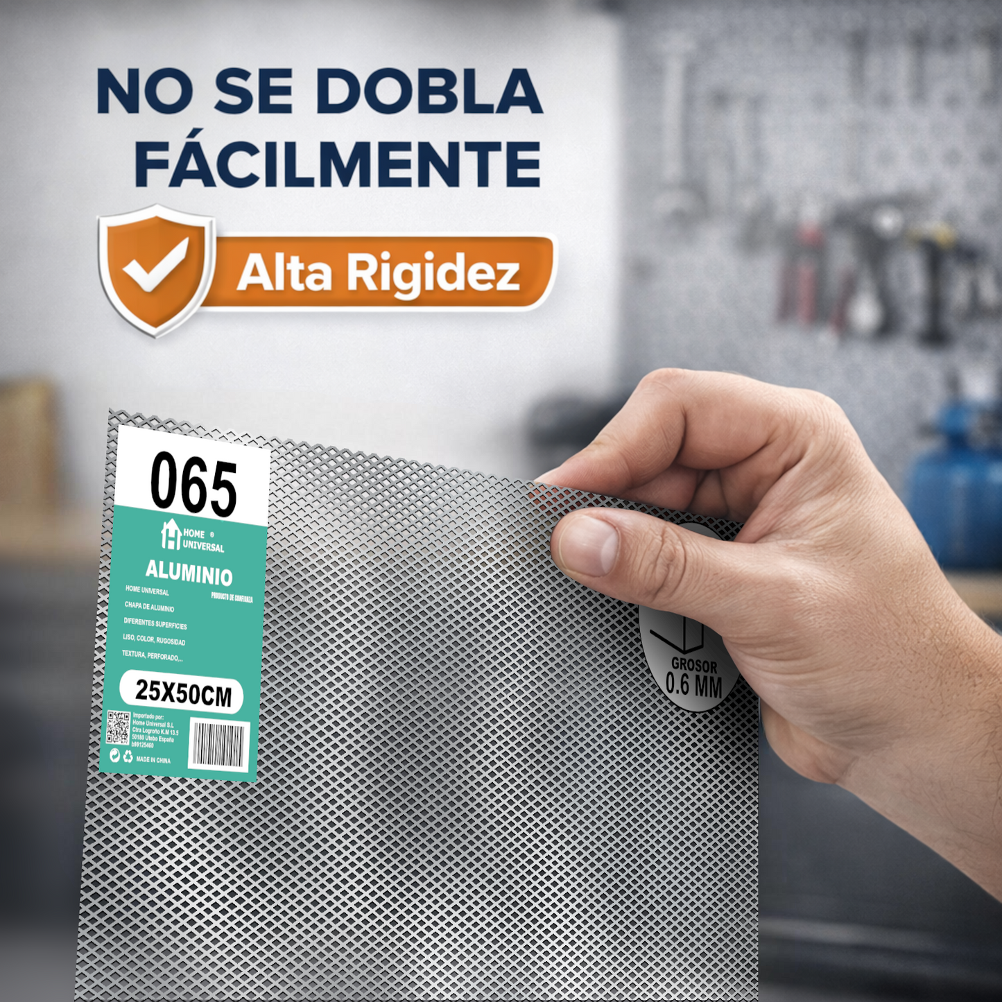 ome Universal® Chapa de Aluminio Estriada, Lisa, Malla y Perforada (Cuadrada, Ovalada, Redonda), Rugosa – Lámina Metálica Resistente Anticorrosión para Bricolaje e Industria Superficie (Malla) - Malla-5X10MM (25X50CM - 0.6MM)