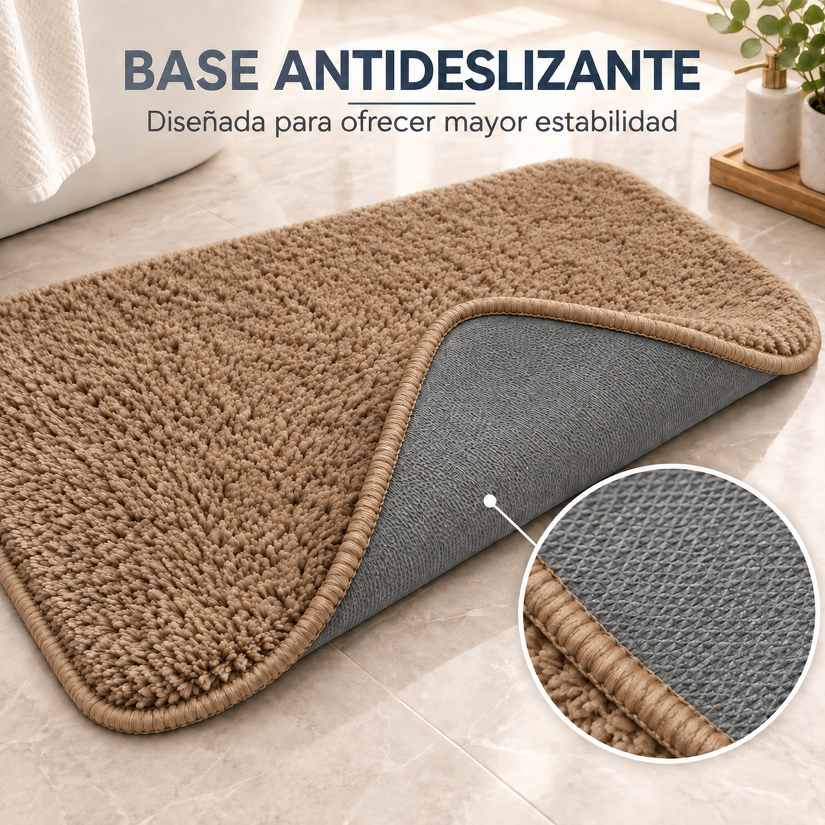 Home Universal® 2 Alfombras de Baño Absorbentes y Antideslizantes, Alfombrillas Suaves con Base de Goma, Lavables a Máquina, para Ducha, Bañera y Lavabo (Taupe, 40 x 60 cm (Rectangular))