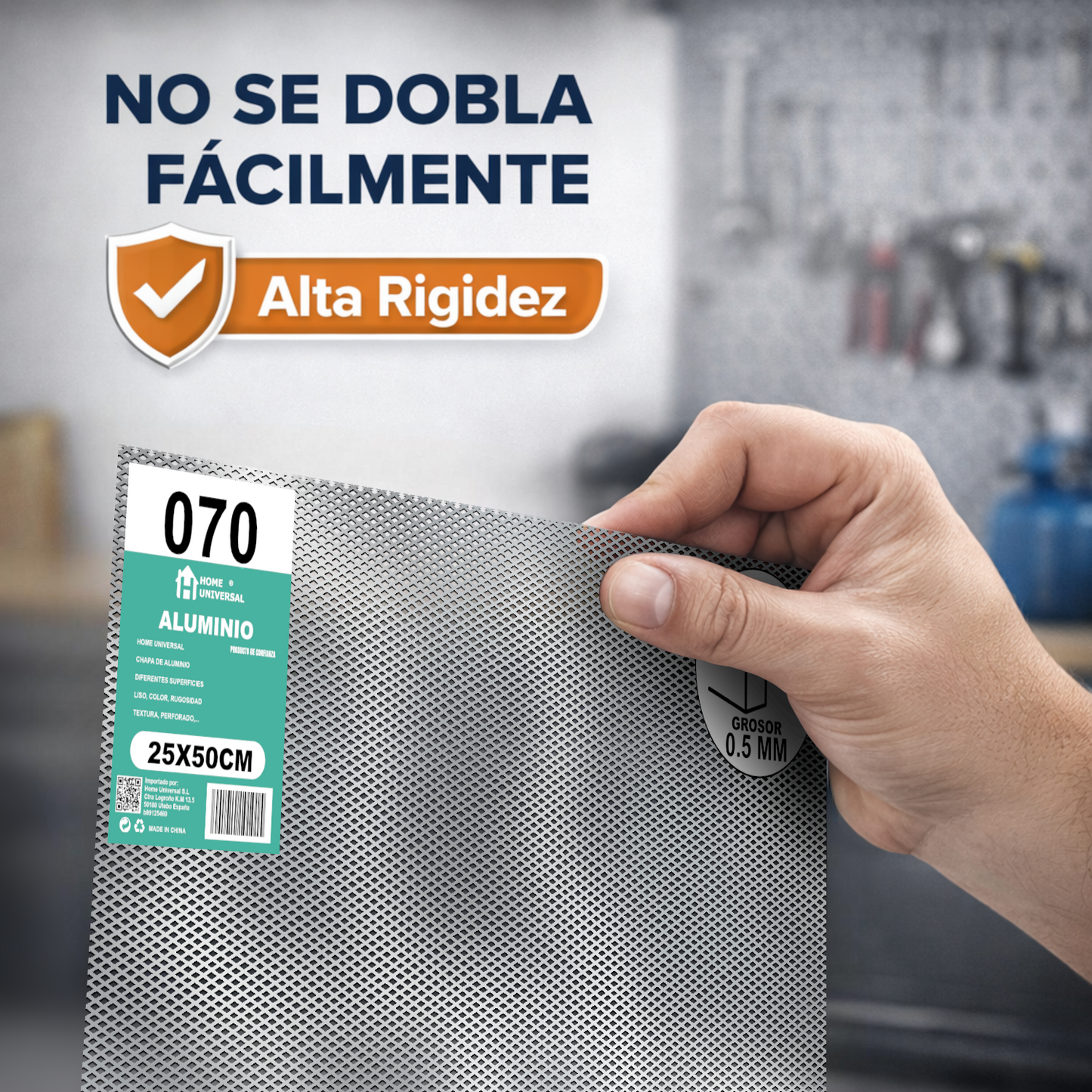 ome Universal® Chapa de Aluminio Estriada, Lisa, Malla y Perforada (Cuadrada, Ovalada, Redonda), Rugosa – Lámina Metálica Resistente Anticorrosión para Bricolaje e Industria Superficie (Malla) - Malla-4X8MM (25X50CM - 0.5MM)