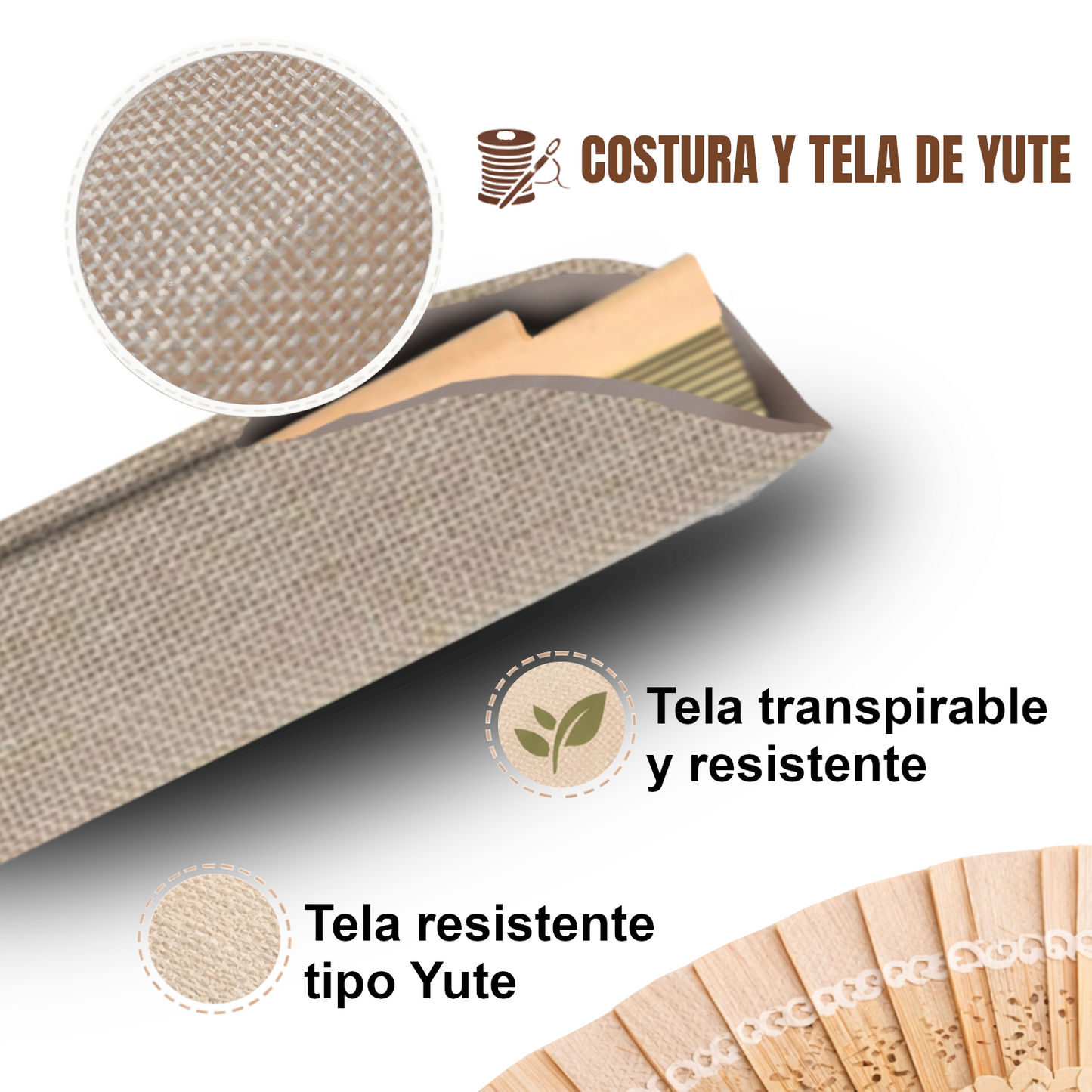 Home Universal ® 12 Piezas Funda De Abanicos, Bolsa De Abanicos, Bolsa De Regalo, Detalles Para Invitados, Regalos De Boda, Fiestas, Comunión o Bautizo (Tela Yute Beige, 5.5 x 25)