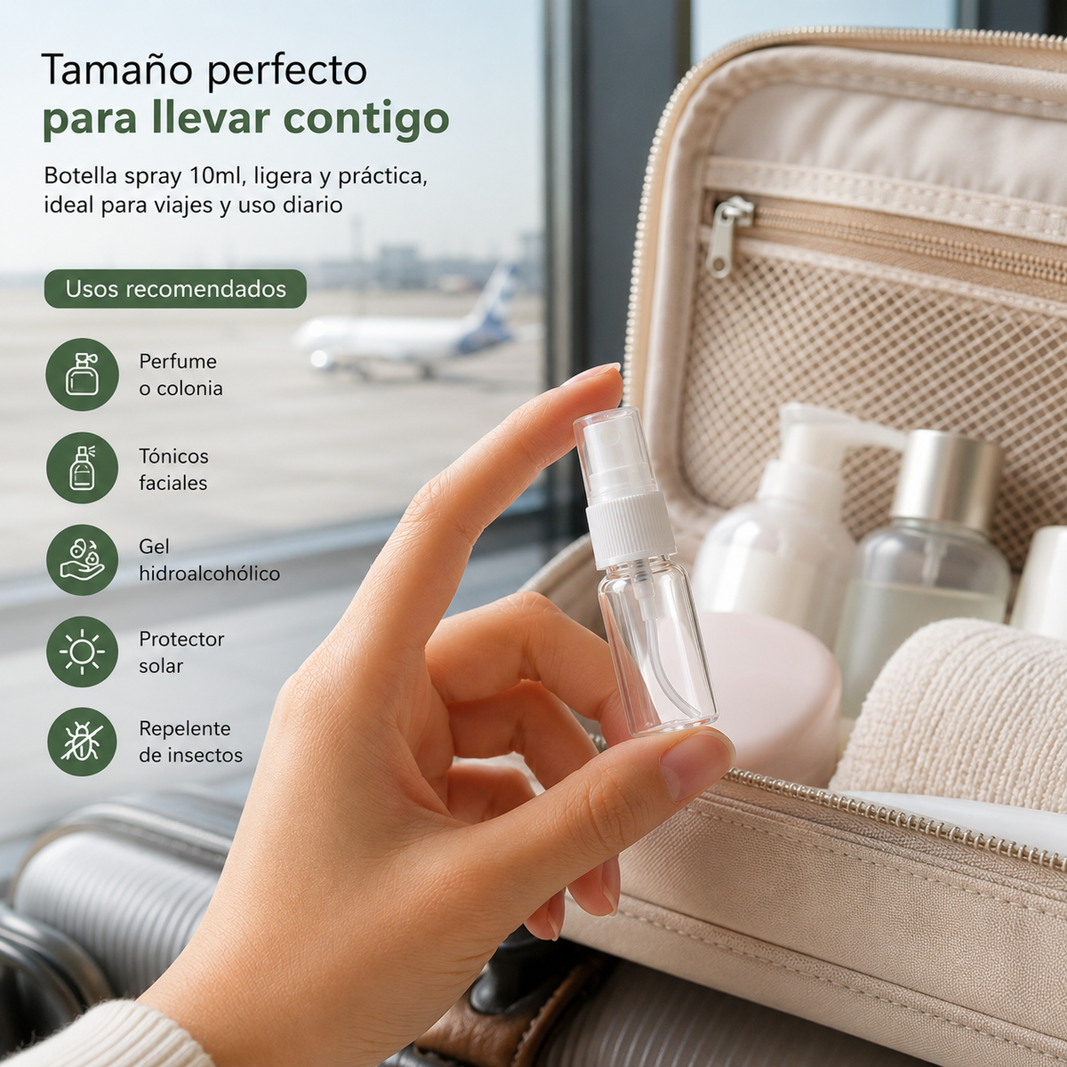 Home Universal® Botellas Vacías de Plástico con Pulverizador y Tapa Flip-Top, Reutilizables para Viaje, Cosméticos, Champú, Gel, Loción y Líquidos (10ml, Botella Pulverizadora (36 Uds))