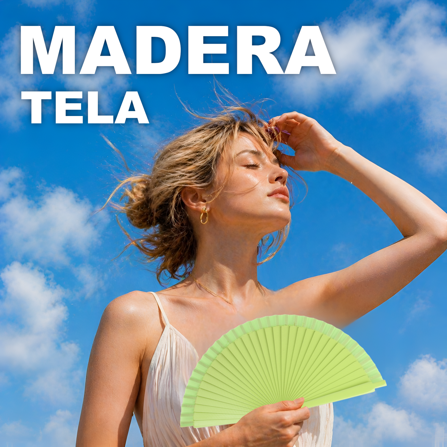 Home Universal® Pack de 1/2 Abanicos de Madera Lacados, Disponibles en Varios Colores y Tamaños, Abanico Flamenco Español para Bodas, Ferias, Fiestas, Comuniones y Eventos (19 cm, Verde Clara)