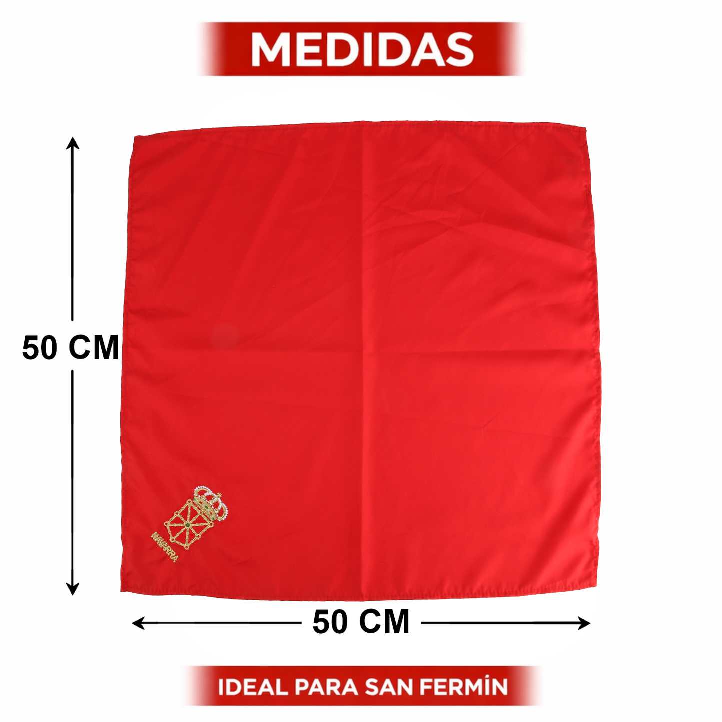 Home Universal® Fiestas Pamplona-Iruña (San Fermín) – Pack Set Accesorios con Pañuelos Rojos y Fajín Rojo Tradicional para Fiestas y Eventos, Estilo Oficial San Fermín (Pañuelo Rojo - Bordado de Escudo de Navarra)