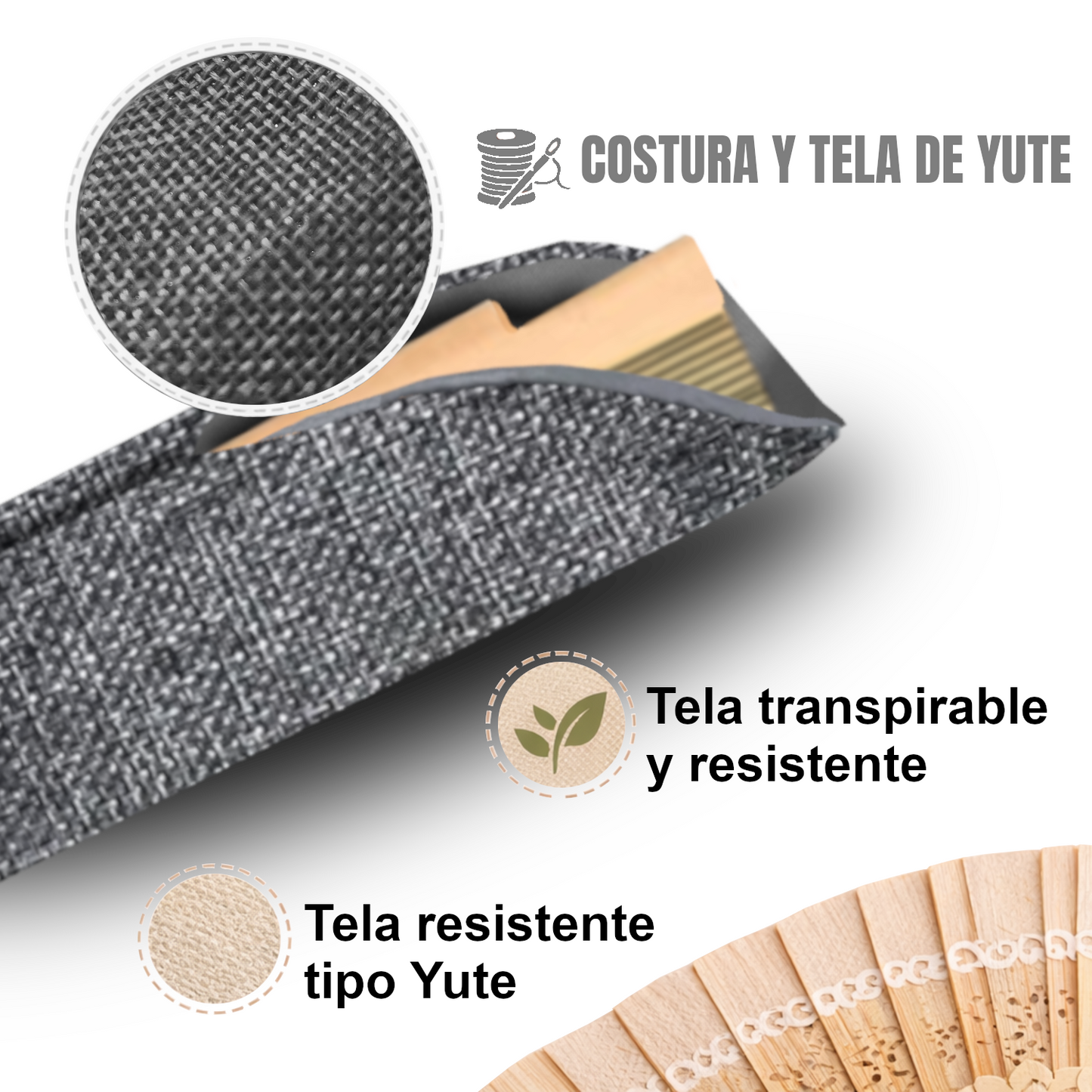 Home Universal ® 12 Piezas Funda De Abanicos, Bolsa De Abanicos, Bolsa De Regalo, Detalles Para Invitados, Regalos De Boda, Fiestas, Comunión o Bautizo (Tela Yute Gris, 5.5 x 25)