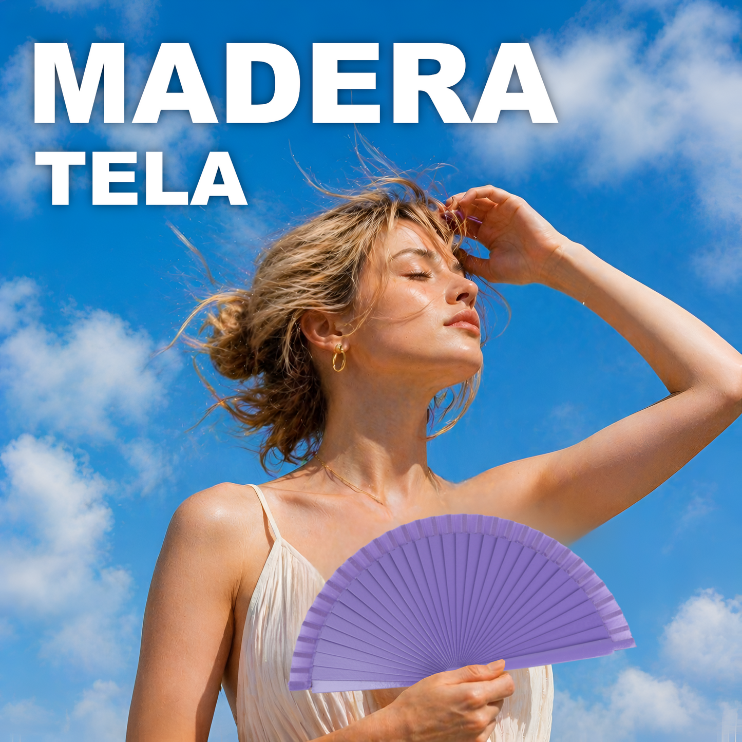 Home Universal® Pack de 1/2 Abanicos de Madera Lacados, Disponibles en Varios Colores y Tamaños, Abanico Flamenco Español para Bodas, Ferias, Fiestas, Comuniones y Eventos (19 cm, Morado)