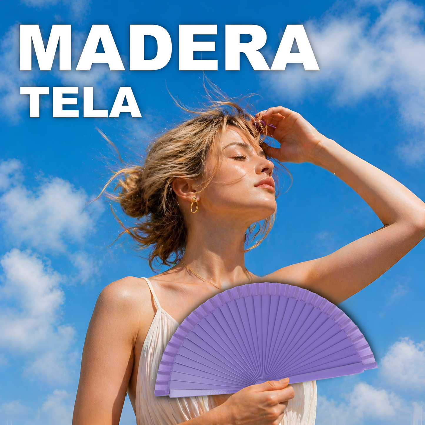 Home Universal® Pack de 1/2 Abanicos de Madera Lacados, Disponibles en Varios Colores y Tamaños, Abanico Flamenco Español para Bodas, Ferias, Fiestas, Comuniones y Eventos (23 cm, Morado)