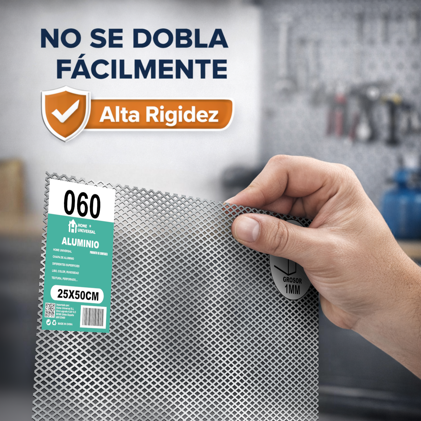 ome Universal® Chapa de Aluminio Estriada, Lisa, Malla y Perforada (Cuadrada, Ovalada, Redonda), Rugosa – Lámina Metálica Resistente Anticorrosión para Bricolaje e Industria Superficie (Malla) - Malla-7X14MM (25X50CM - 1MM)