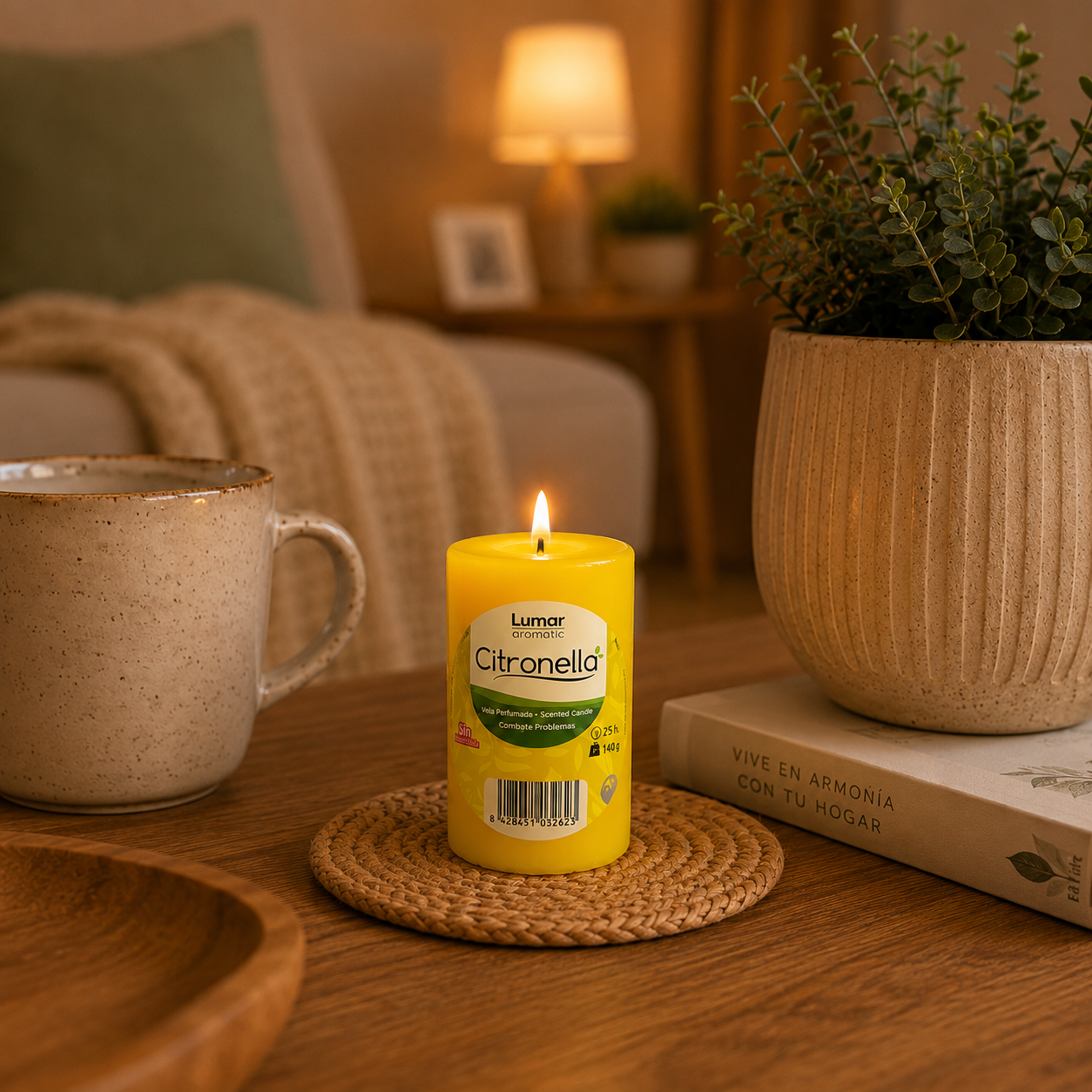 Lumar Citronela – Velas Antimosquitos para Exterior, Jardín, Terraza y Balcón | Protección Natural contra Mosquitos para Verano  - Citronela Pilar (6 Unidades)