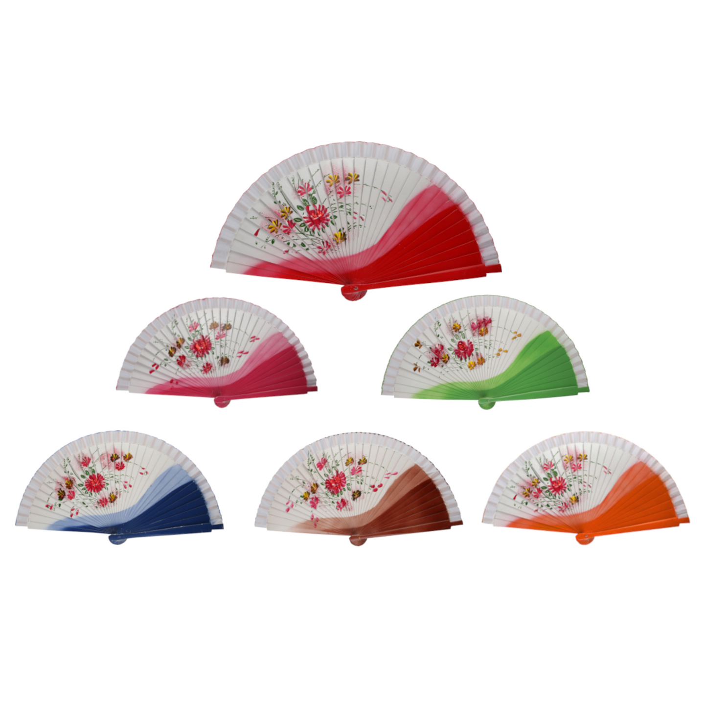 Home Universal® PACK 12 ABANICOS Madera 23CM Pintado UNA Cara, Detalles para LOS Invitados, Regalos DE Boda, Fiestas, COMUNIÓN O Bautizo, Abanico Artesanal Pintado A Mano (6 Color Floral (12 Unidades))