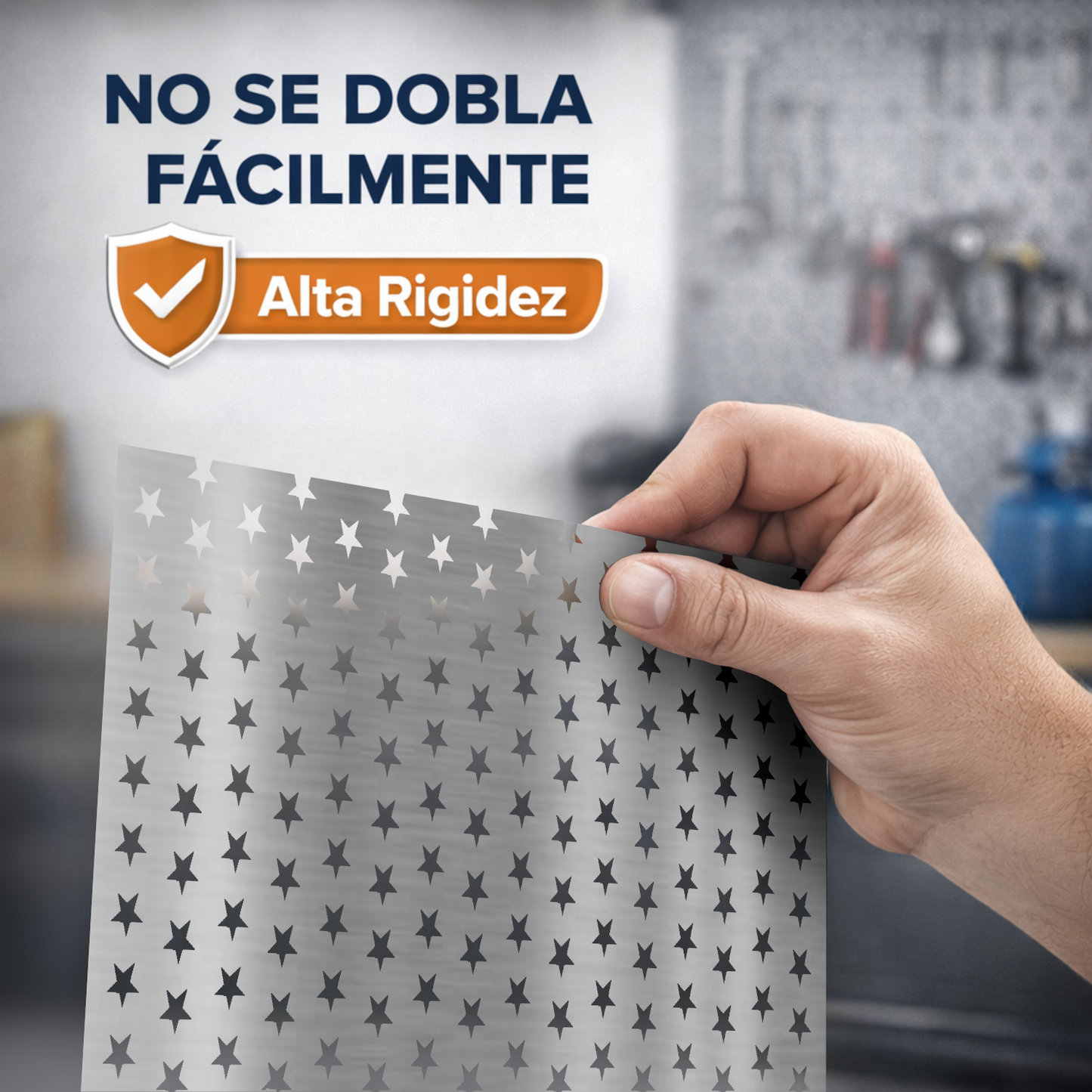 ome Universal® Chapa de Aluminio Estriada, Lisa, Malla y Perforada (Cuadrada, Ovalada, Redonda), Rugosa – Lámina Metálica Resistente Anticorrosión para Bricolaje e Industria Superficie (Perforada Forma) - Estrella-18X18MM (25X50CM - 1MM)